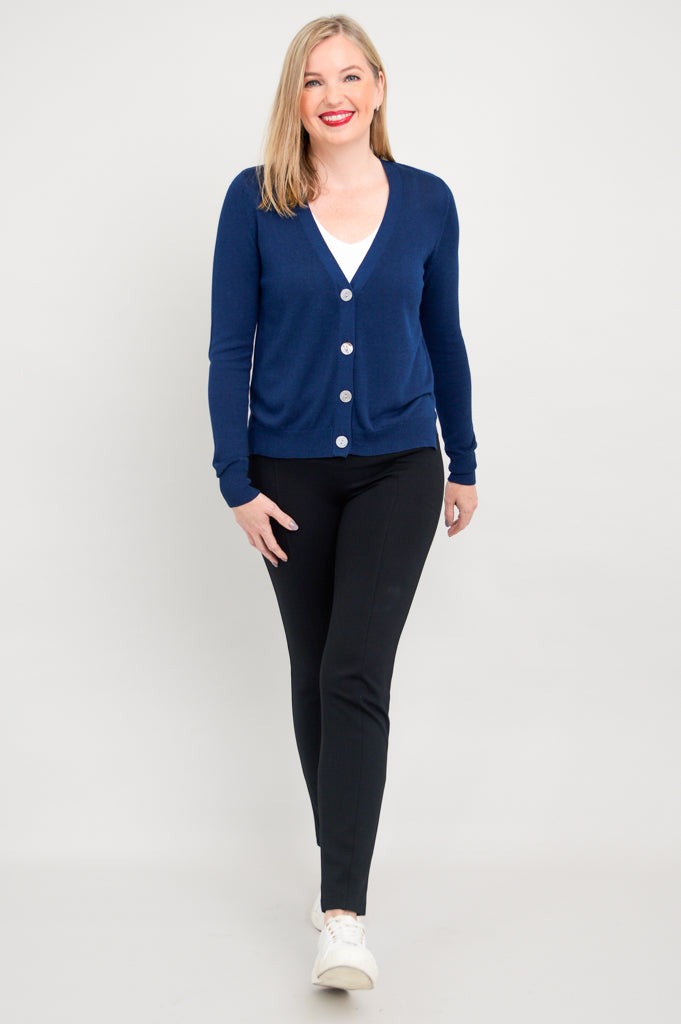 Jessica Sweater Women's Indigo Blue Bamboo Cotton Blend Knit Top - Soft & Breathable for Casual Wear, Office & Fall Outfits