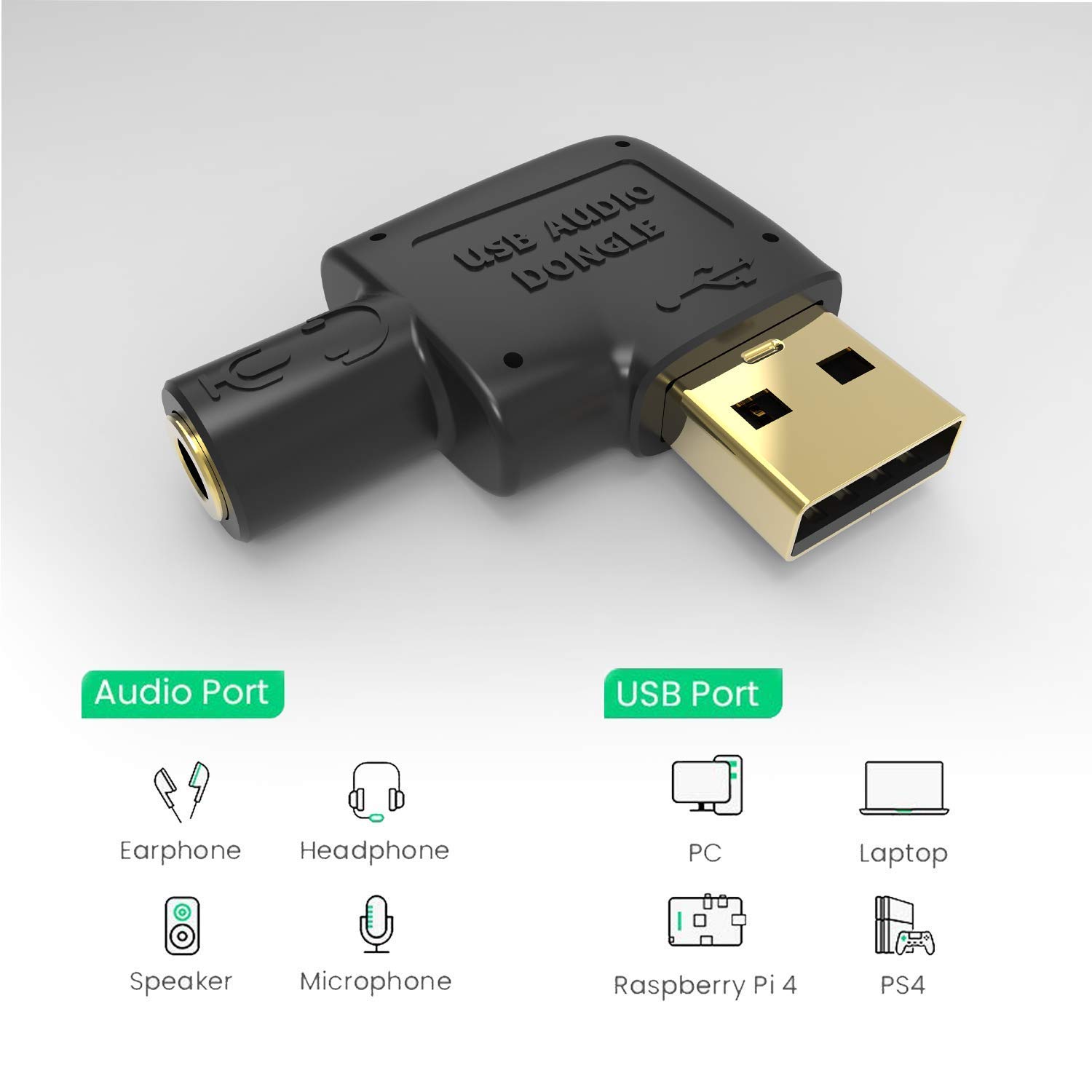 USB to 3.5mm Audio Jack Adapter - External Stereo Sound Card for Headphones, Compatible with Mac, PS4, PC, Laptop & Desktop - Plug and Play No Drivers Needed - Perfect for Gaming, Streaming & Music Listening (5 Pack)