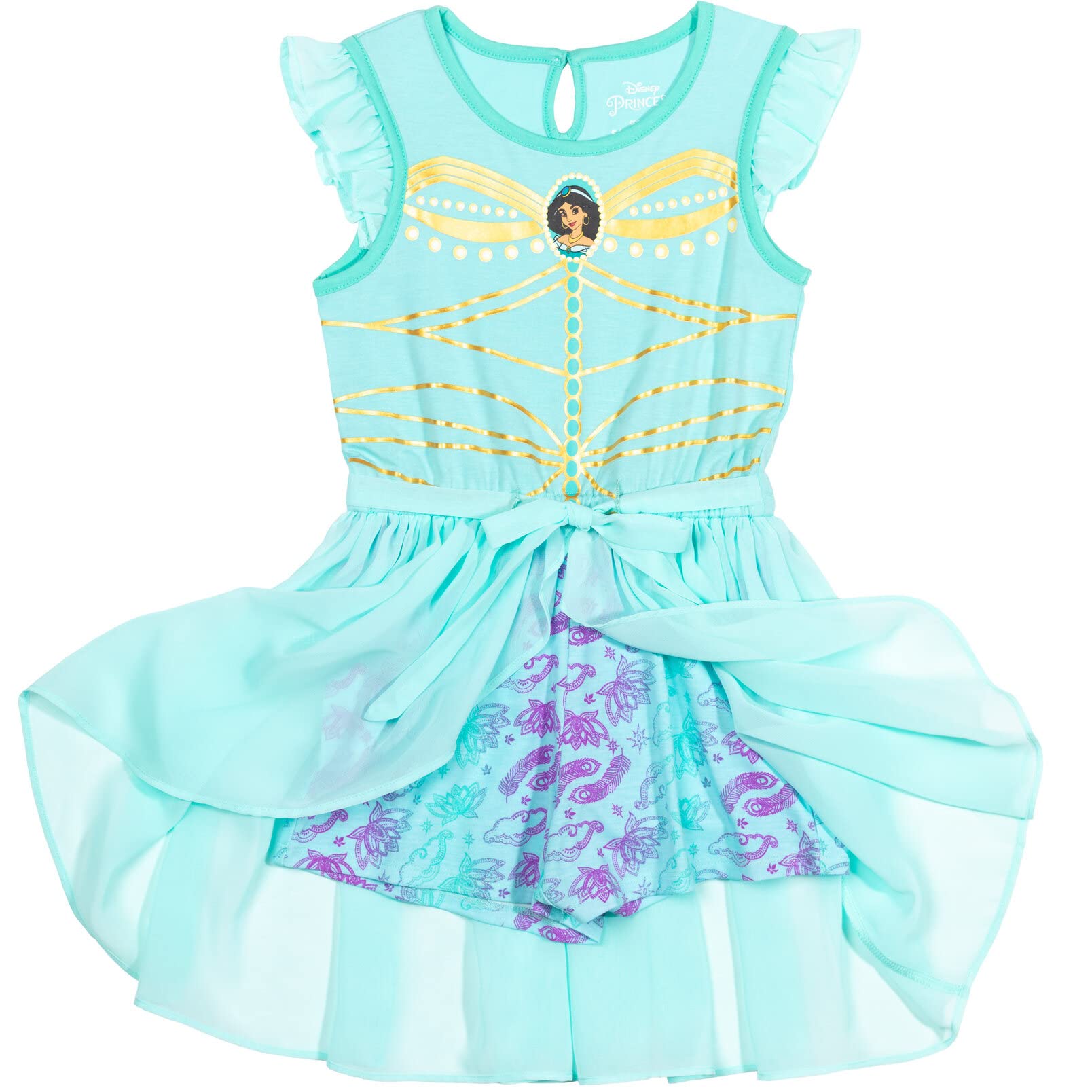 Disney Princess Girls Romper with Skirt Overlay - Cute Toddler to Big Kid Outfit for Birthday, Party & Dress Up Play | Ages 2-8 Years