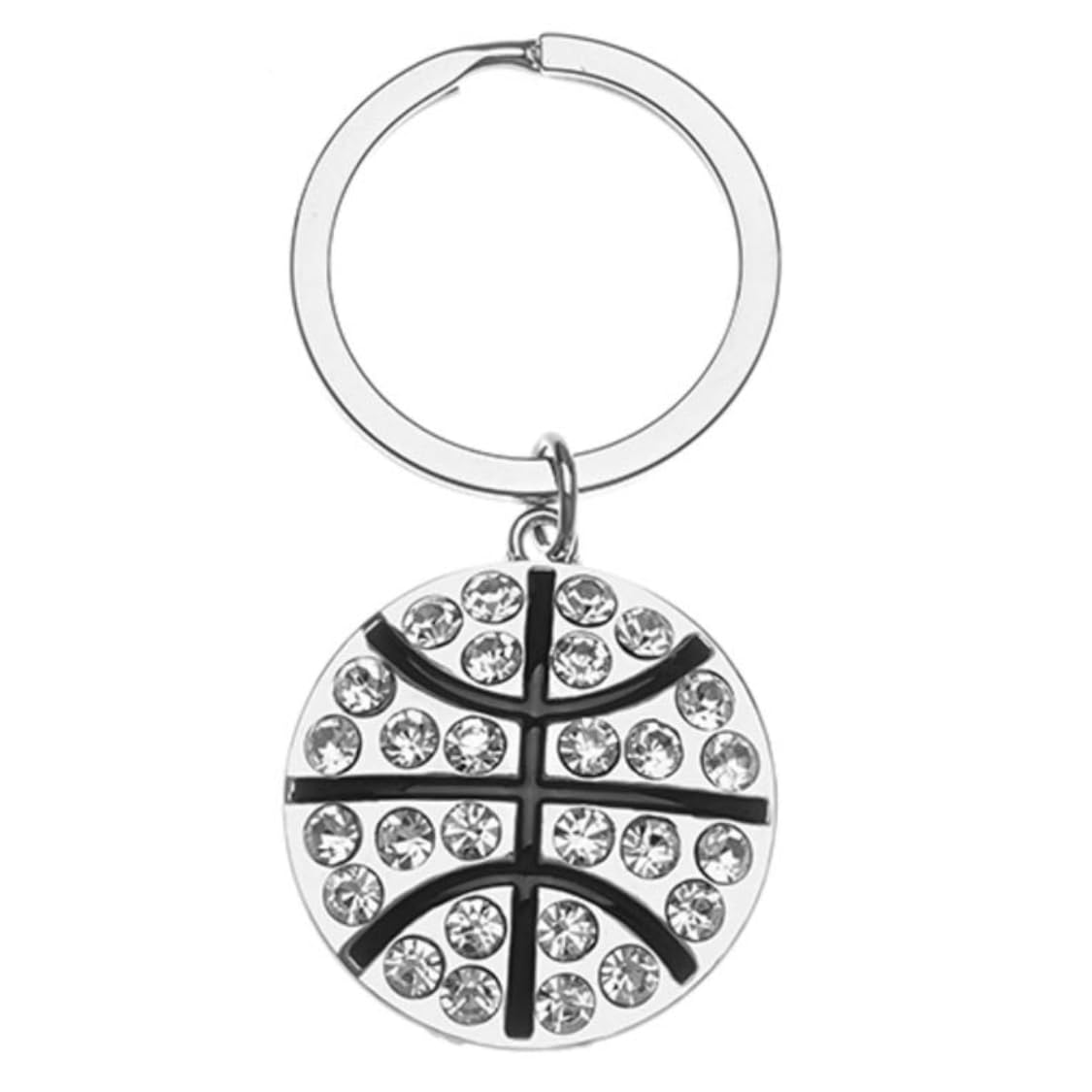 Sportybella - Basketball Rhinestone Keychain with Pouch - Stainless Steel Keychain for Players, Coaches & Fans - Perfect Basketball Gift Idea for Birthdays, Game Days & Team Events