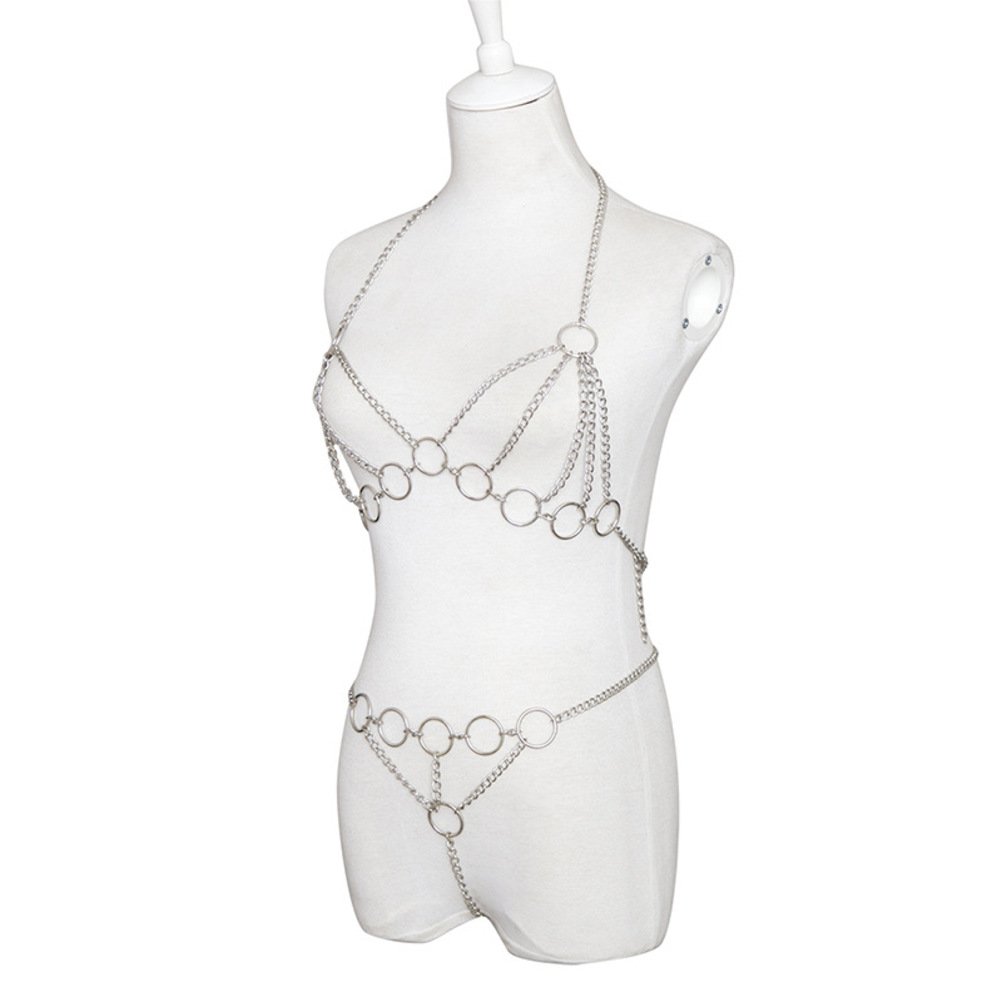 Sexy Women's Tassel Body Chain Harness - Cross Design Metal Lingerie Set for Boudoir, Bachelorette Party & Romantic Nights