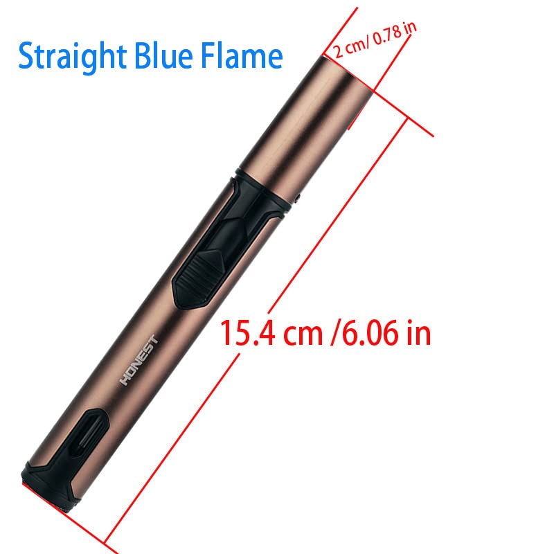Refillable Butane Torch Lighter - Windproof Stainless Steel Jet Flame Pen Lighter for Grill, BBQ, Candle Lighting & Kitchen Use (Brown, Gas Not Included) | Perfect for Outdoor Cooking, Camping & DIY Projects