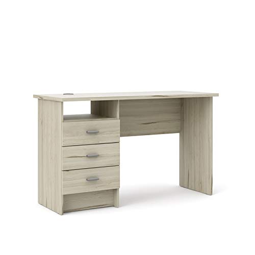 Modern Jasmund Wooden Desk with 3 Drawers - Home Office Furniture for Small Spaces, Study Room & Workstation Organization