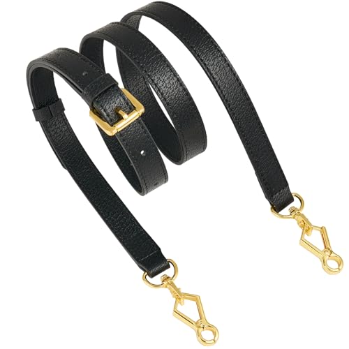 black-litchi pattern-leather purse strap