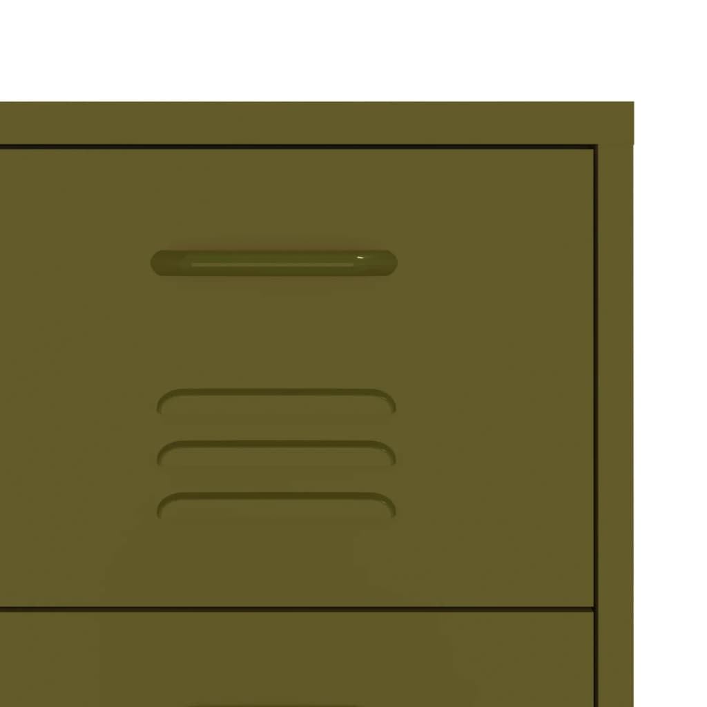 vidaXL 6-Drawer Industrial Storage Cabinet - Olive Green Steel Dresser with Fully Extendable Drawers for Easy Organization | Durable & Low-Maintenance | Perfect for Bedroom, Office or Garage Storage Solutions