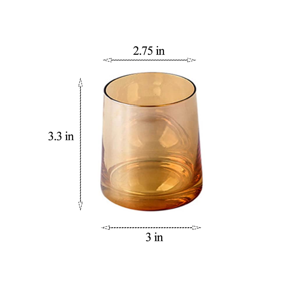 Premium 8.6 Oz Whiskey Rocks Glasses Set of 6 - Amber Tumbler Cups for Cocktails, Scotch, Bourbon, Iced Coffee & Tea - Ideal for Home Bars, Gifts for Men & Whiskey Lovers - Durable Drinking Glasses for Entertaining & Relaxation