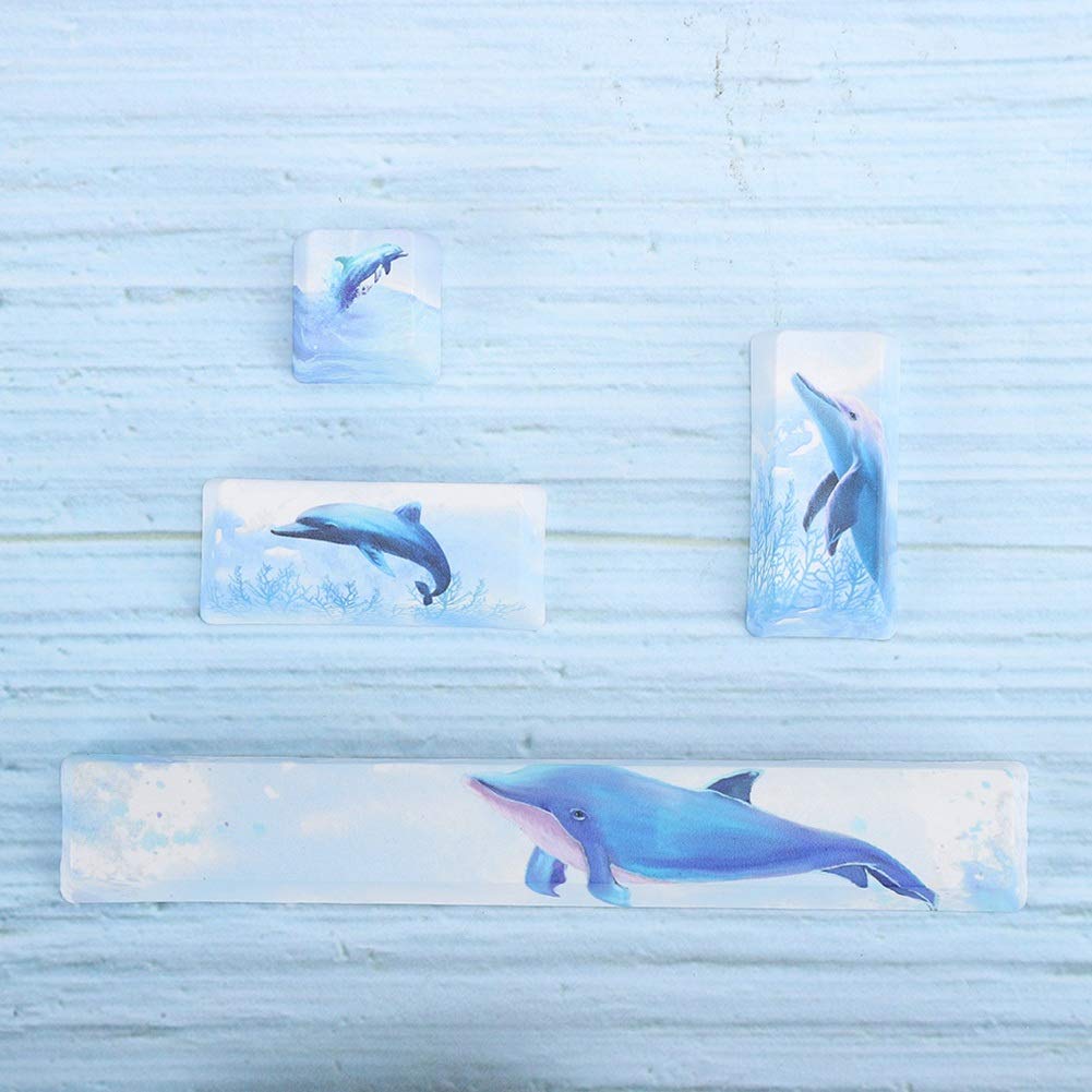 Sanpyl PBT Dolphin Pattern Keycap Set - Universal DIY 5-Sided Dye-Sublimated Keycaps for Mechanical Keyboards | Perfect for Gaming, Typing & Custom Keyboard Builds