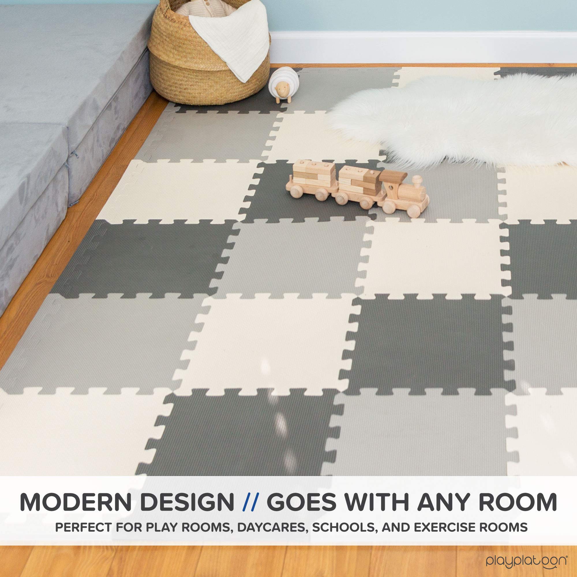 Non-Toxic Foam Puzzle Floor Mat - Extra Thick & Cushiony Play Mat for Toddlers, Kids & Adults - 36 Interlocking Tiles (12
