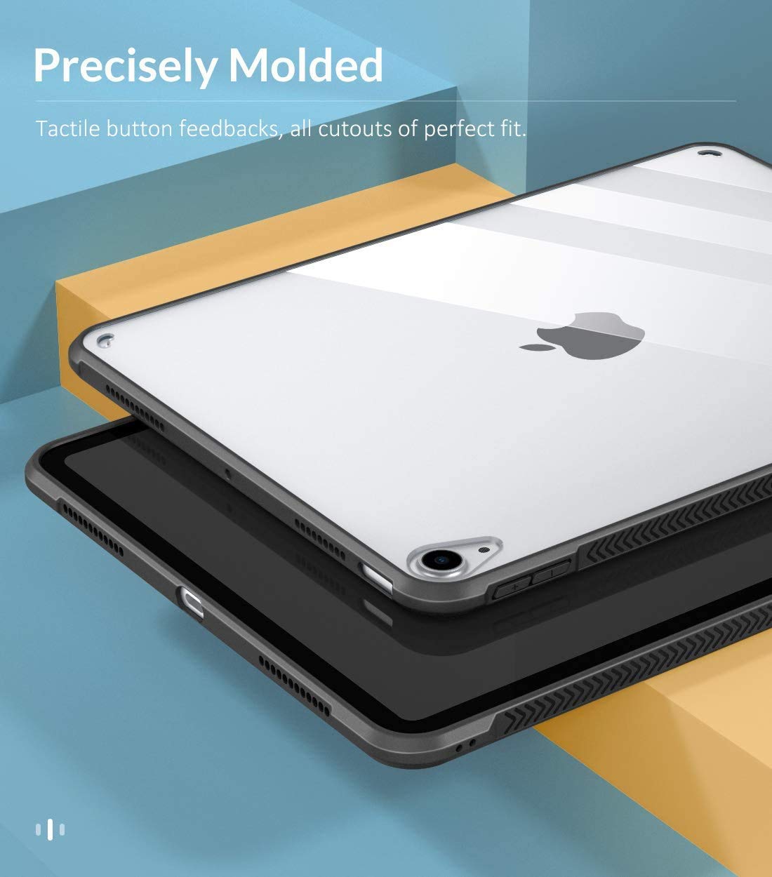 SaharaCase Shockproof Rugged Protective Case for Apple iPad Air 10.9-inch (4th & 5th Gen) & iPad Air 11-inch M2 - Anti-Slip Grip Slim Fit Clear Black Cover | Perfect for Work, Travel & Outdoor Use
