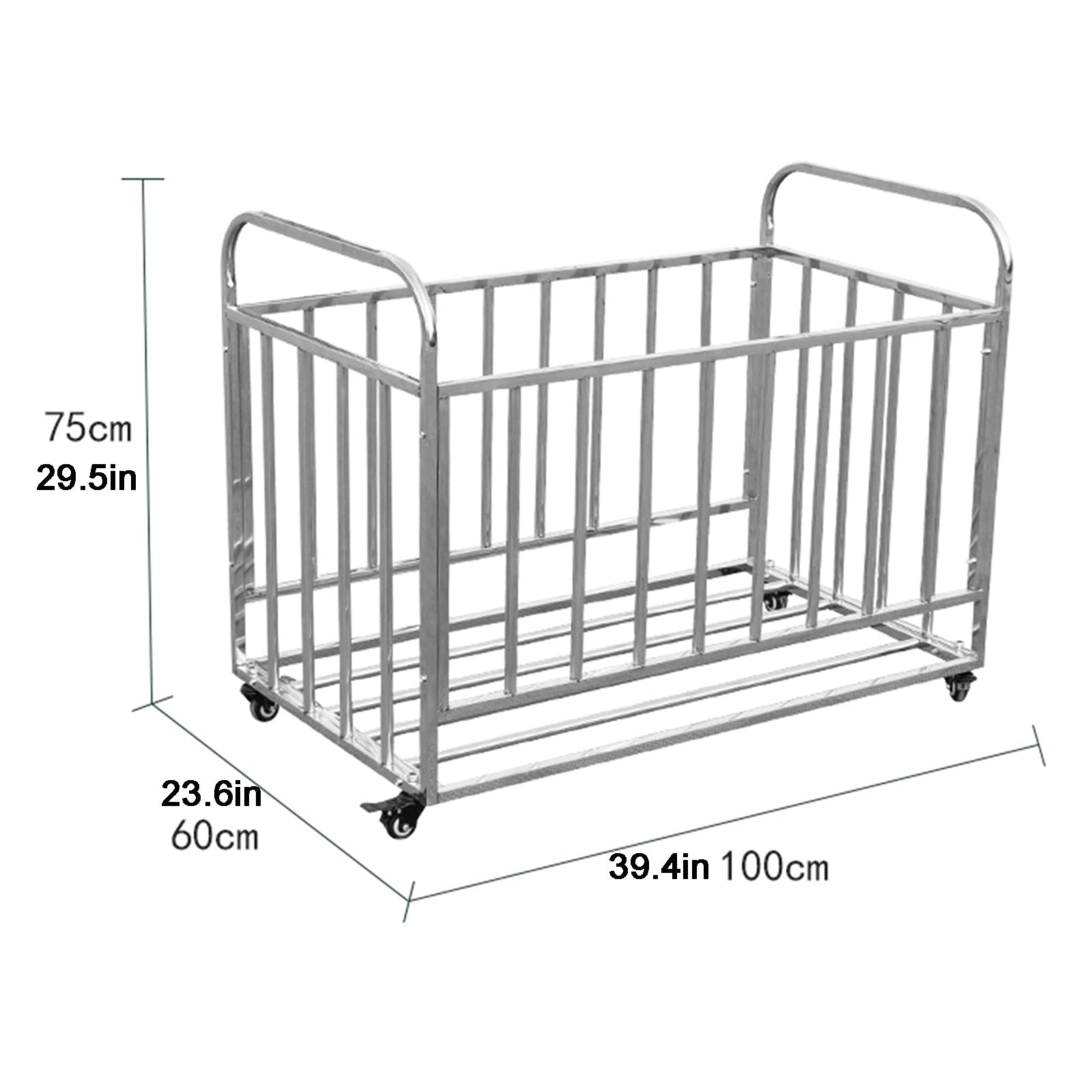 Portable Stainless Steel Basketball Cart with Wheels - Adjustable Ball Rack & Storage Organizer for Sports Equipment | Perfect for Garage, Basement, Entryway, Gym, and Outdoor Court Storage