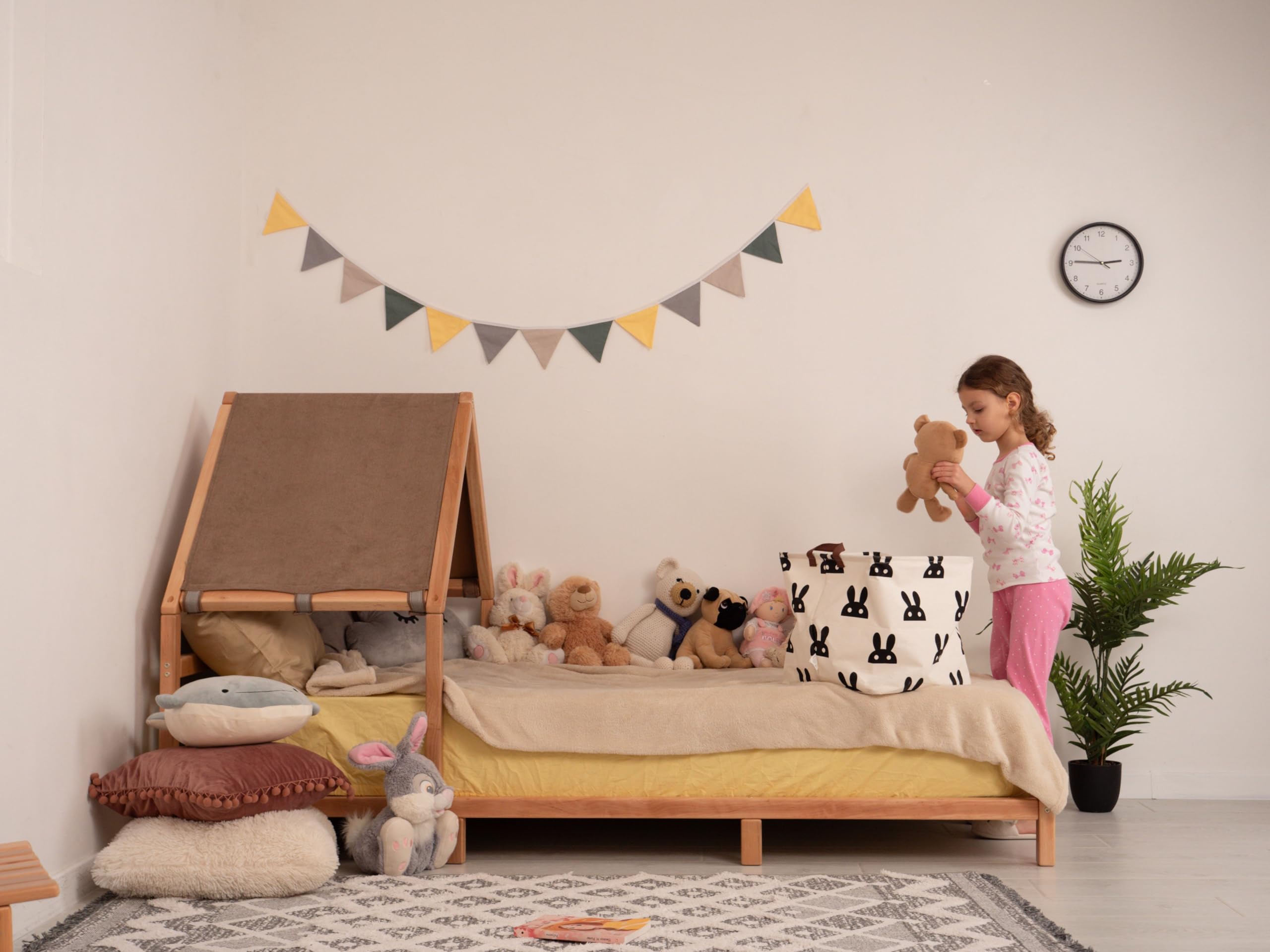 Montessori Toddler Bed Frame - Low Profile Twin House Bed for Kids Room & Play Area
