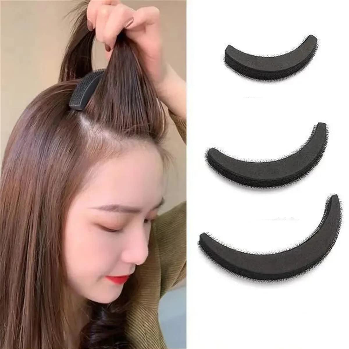 LOCANS 5-Piece Hair Accessories Set - 2 Oval Hair Puff Volumizers & 3 Banana Bumpits Hair Stylers for Volume & Updos (Black) | Perfect for Weddings, Parties & Everyday Hairstyles