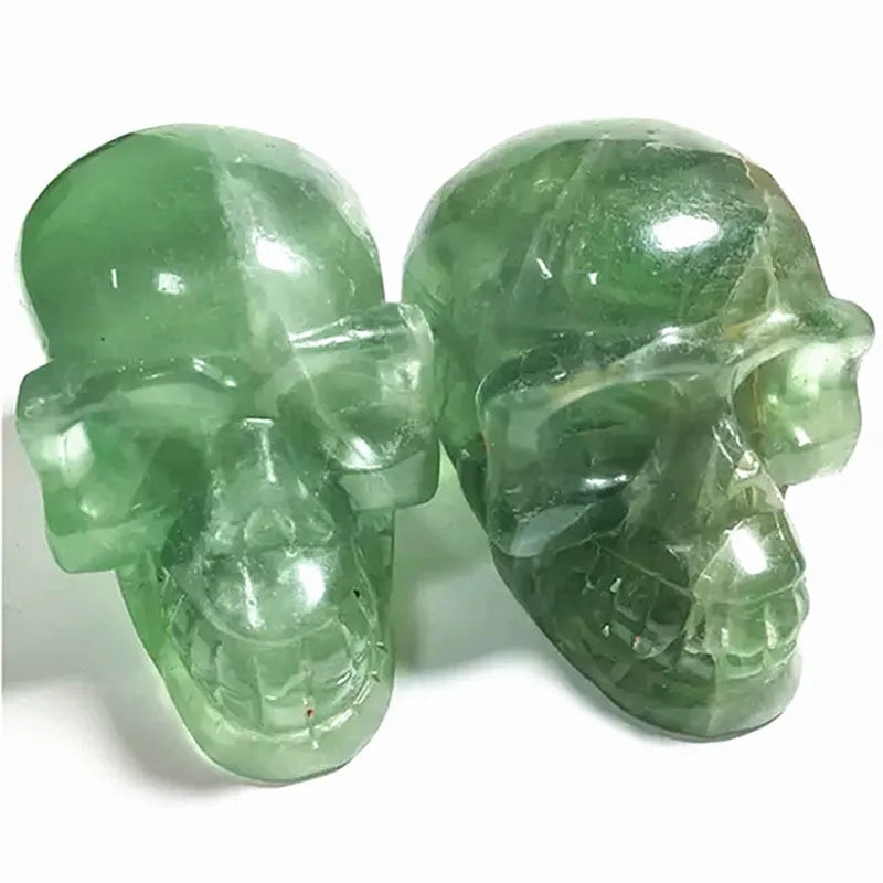 Natural Green Fluorite Crystal Skull Carving - Healing Stones for Meditation, Home Decor & Spiritual Gifts