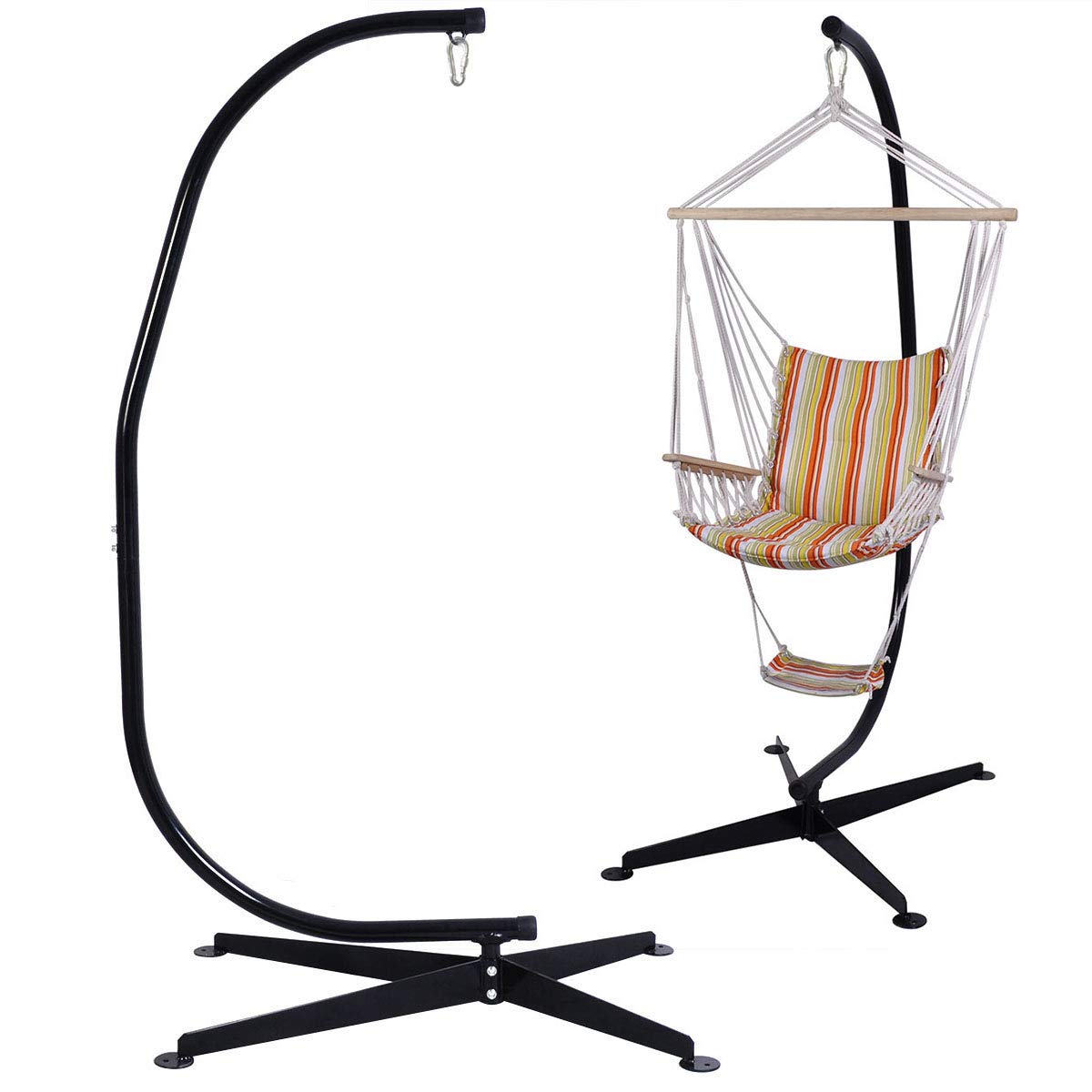 RELAX4LIFE Heavy Duty Portable Hammock Stand - Detachable C-Shaped Stand for Hanging Hammocks, Porch Swings & Outdoor Chairs | Indoor & Outdoor Use for Backyard, Patio, Camping & Relaxation