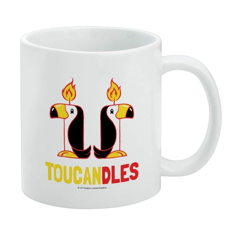 Funny Toucan Ceramic Coffee Mug - 11oz Novelty Gift for Coffee, Tea & Hot Drinks - Humorous Toucandles Design - Perfect for Office, Home & Gifts - White