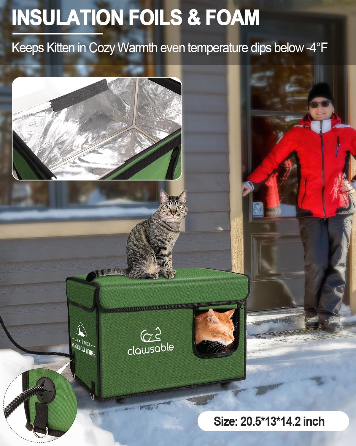 Heated Outdoor Cat House for Winter - Weatherproof Insulated Kitty Shelter with Pet Heating Pad | Waterproof Elevated Feral Cat Bed | Warm Cozy Home for Stray & Barn Cats | Perfect for Backyard, Garage & Porch Use