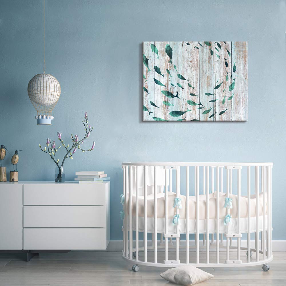 Abstract Fish Canvas Wall Art - Coastal Decor for Bedroom & Office