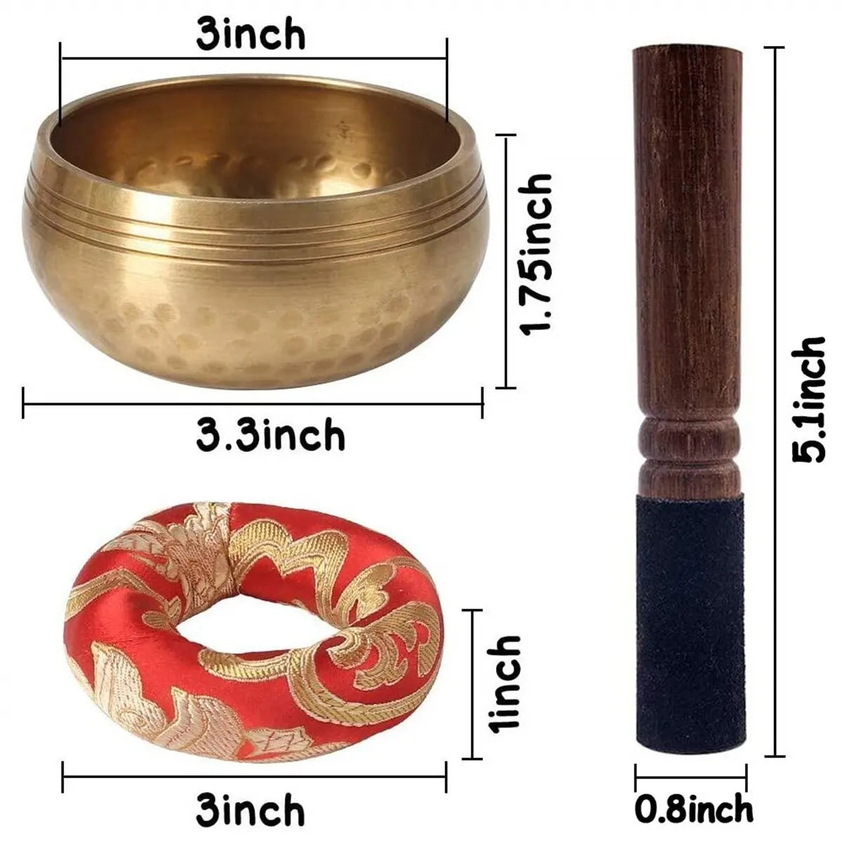 Authentic Tibetan Singing Bowl Set - Handcrafted Meditation Sound Bowl for Relaxation, Yoga & Mindfulness - Perfect Spiritual Gift for Healing & Stress Relief (Use in Meditation, Therapy, Yoga Studios & Home Decor)