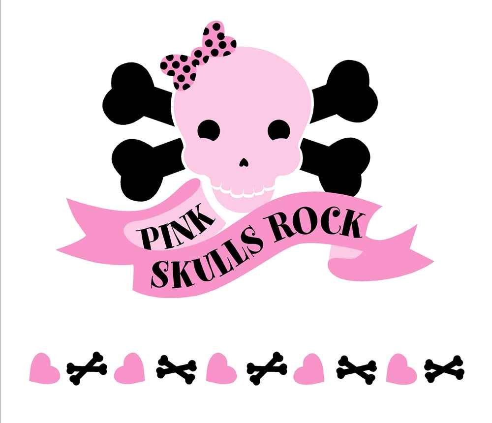 Pink Skulls Rock Wall Mural Decal - Gothic Punk Room Decor for Bedroom, Living Room & Teen Girls' Dorm | Self-Adhesive Removable Wall Art Sticker