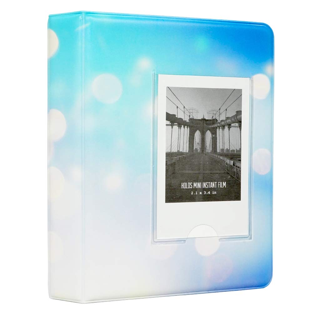 Borya 64 Pockets Mini Photo Album - Compatible with Fujifilm Instax Mini 11, Liplay, Link, 9, 8, 90, 25 & Polaroid Snap PIC-300, HP Sprocket, Kodak Mini 3-Inch Instant Film (Blue Spot) - Perfect for Travel, Scrapbooking, and Memory Keeping