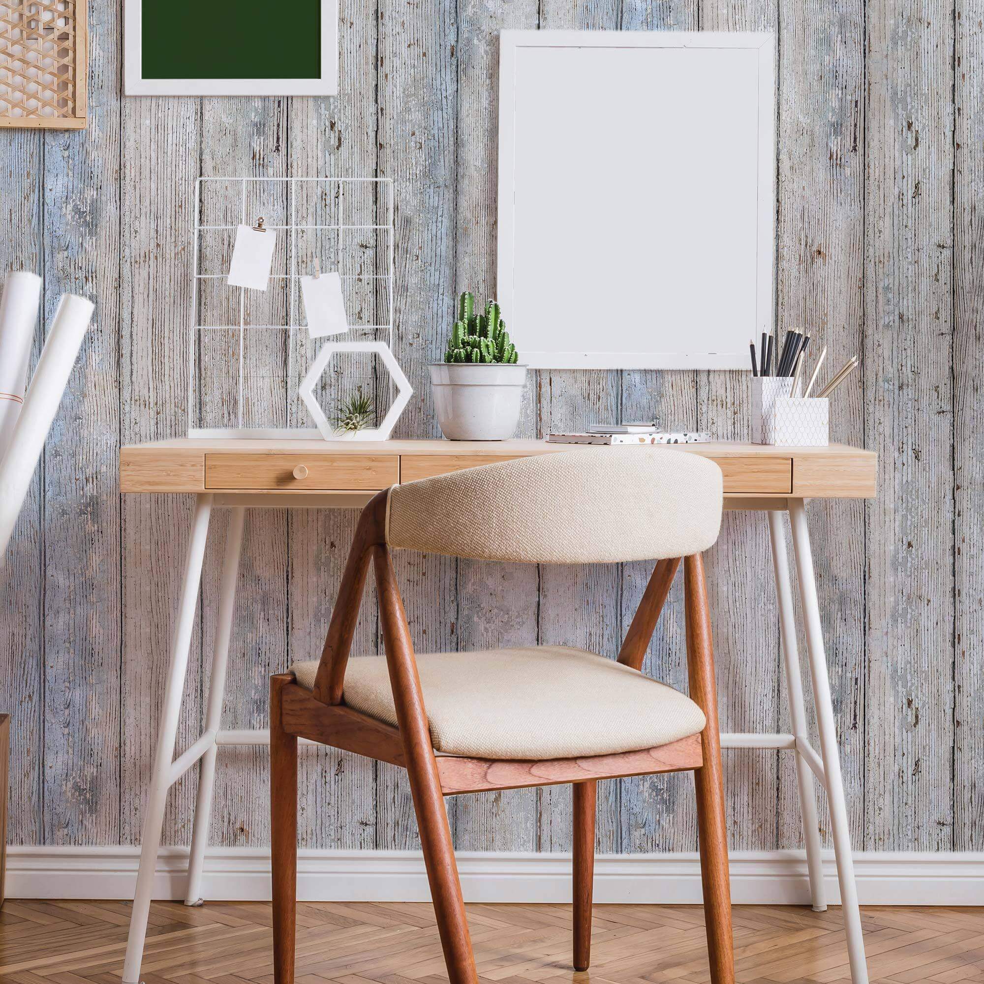 Grey Faux Wood Peel and Stick Removable Wallpaper - Self-Adhesive Decorative Wall Covering for Bedroom, Living Room, Kitchen & Office Decor