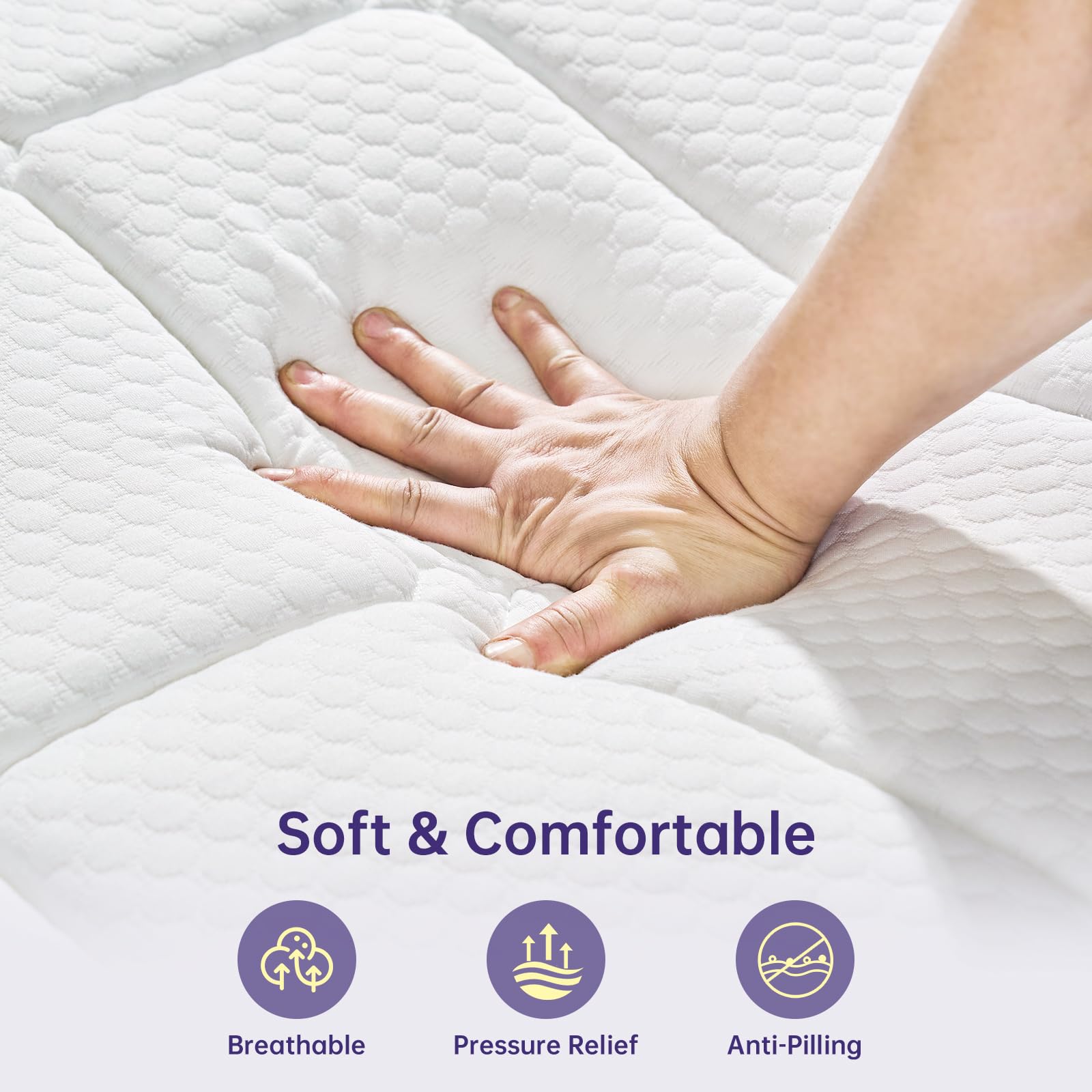 12 Inch Queen Size Mattress in a Box - Memory Foam & Pocket Spring Hybrid for Pressure Relief & Comfort - Medium Firm Support - Fiberglass Free, CertiPUR-US Certified - Perfect for Bedrooms, Guest Rooms, and Apartments
