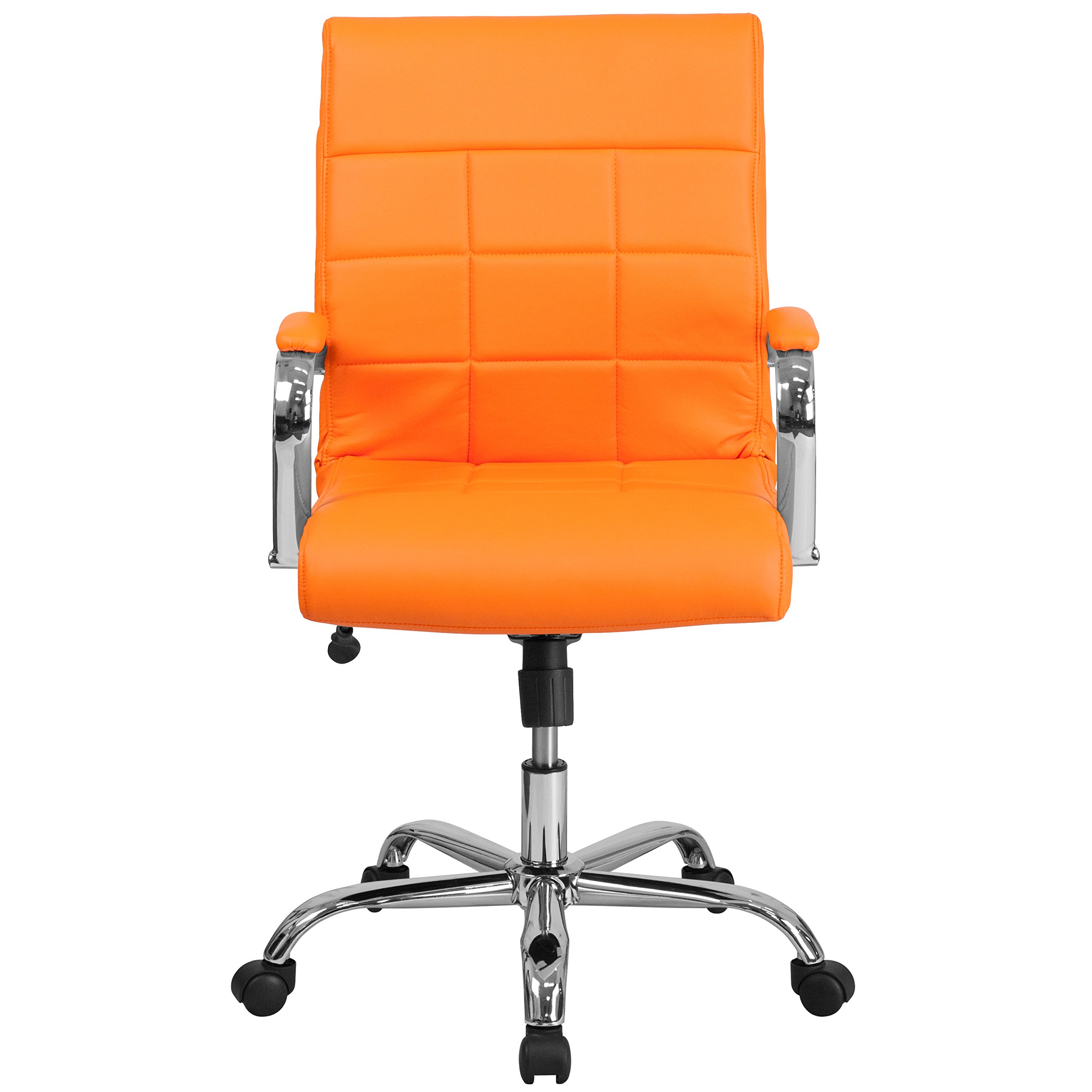 Orange Vinyl Executive Swivel Chair with Chrome Base - Office & Home Use