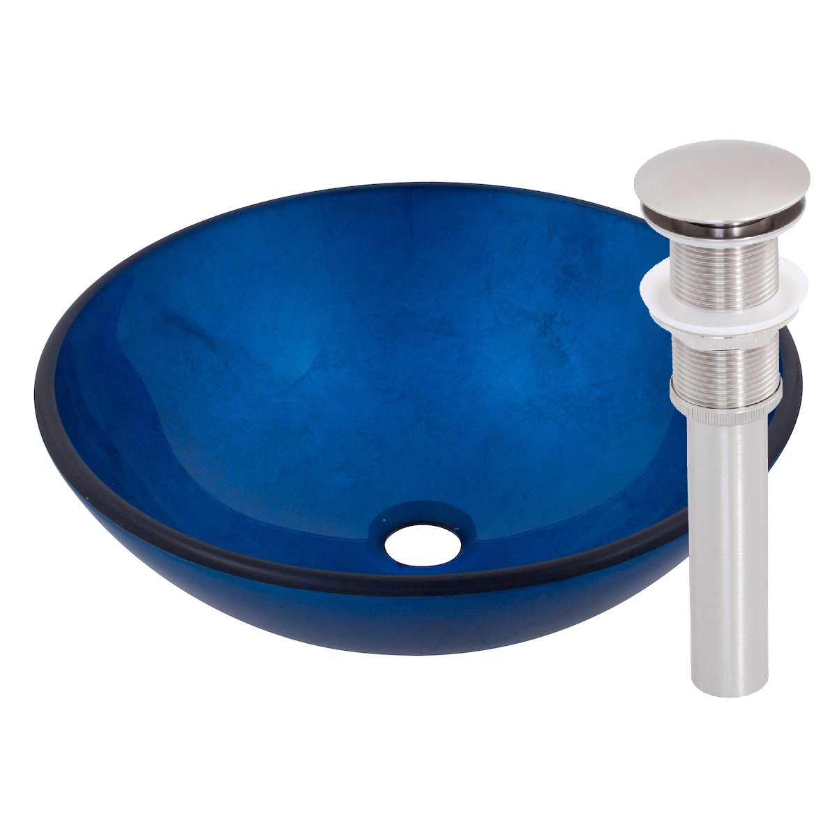 Novatto VERDAZZURRO Modern Glass Vessel Bathroom Sink Set with Brushed Nickel Faucet - Perfect for Contemporary Bathroom Vanity, Powder Room, and Luxury Home Decor