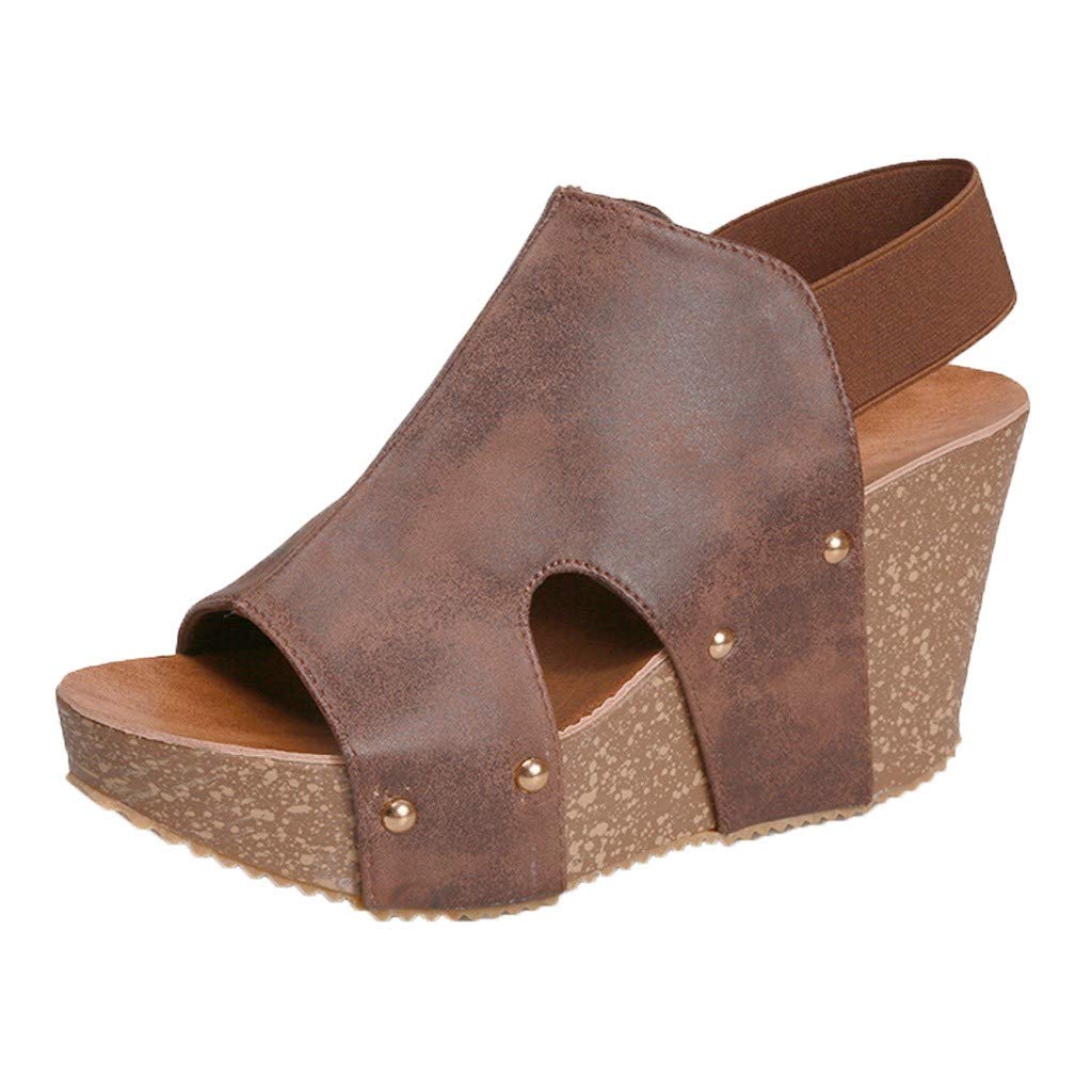 Women's Platform Wedge Sandals with Ankle Strap - Thick Clear Heel Summer Shoes for Casual Outings & Beach Vacations
