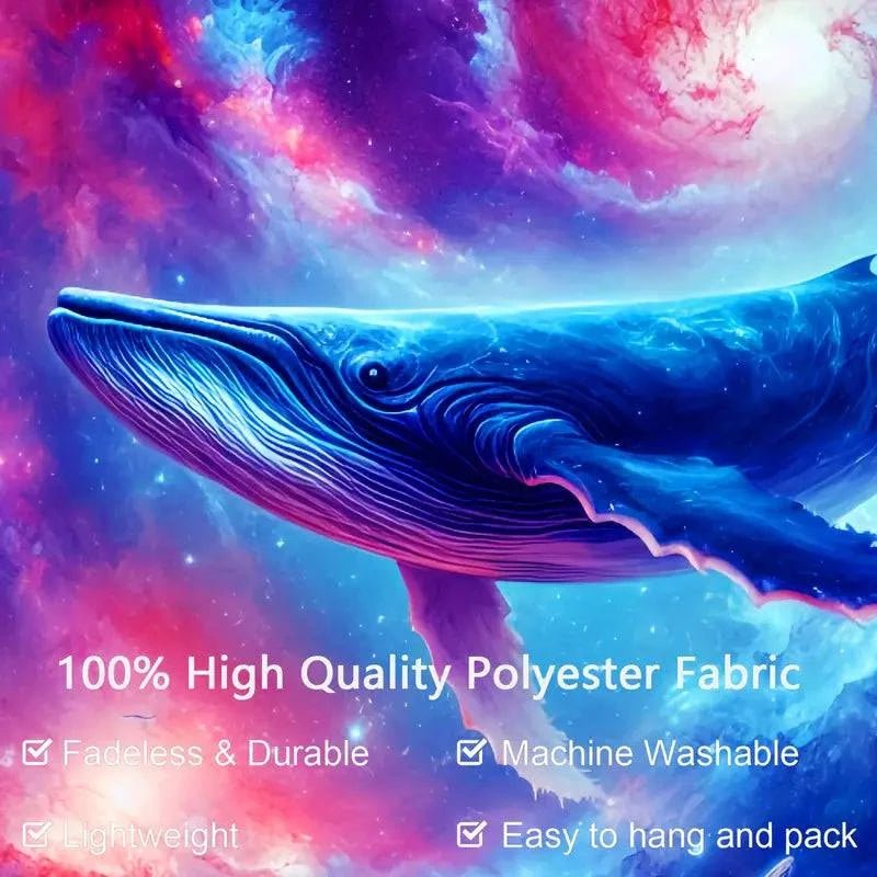 Galaxy Whale UV Glow Tapestry Wall Art - Psychedelic Blacklight Poster for Bedroom, Living Room & Dorm Decor - Glow in The Dark Space Themed Room Decor