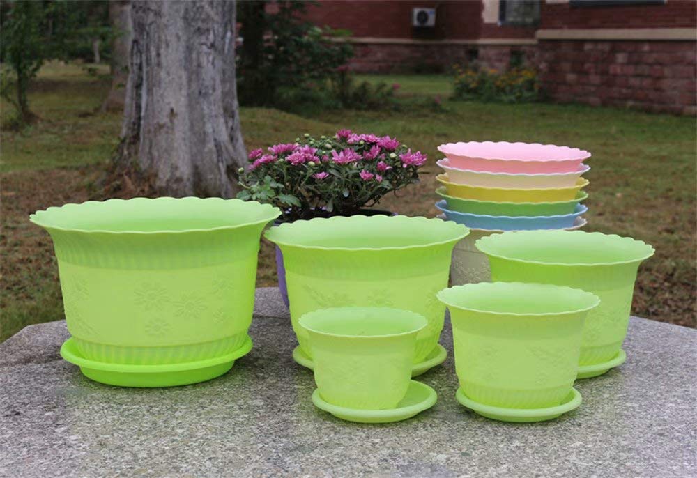 Large Pink Resin Plant Pot with Tray - Succulent & Cactus Planter, Flower Pot for Indoor/Outdoor Decor - Perfect for Home, Office, and Garden Use