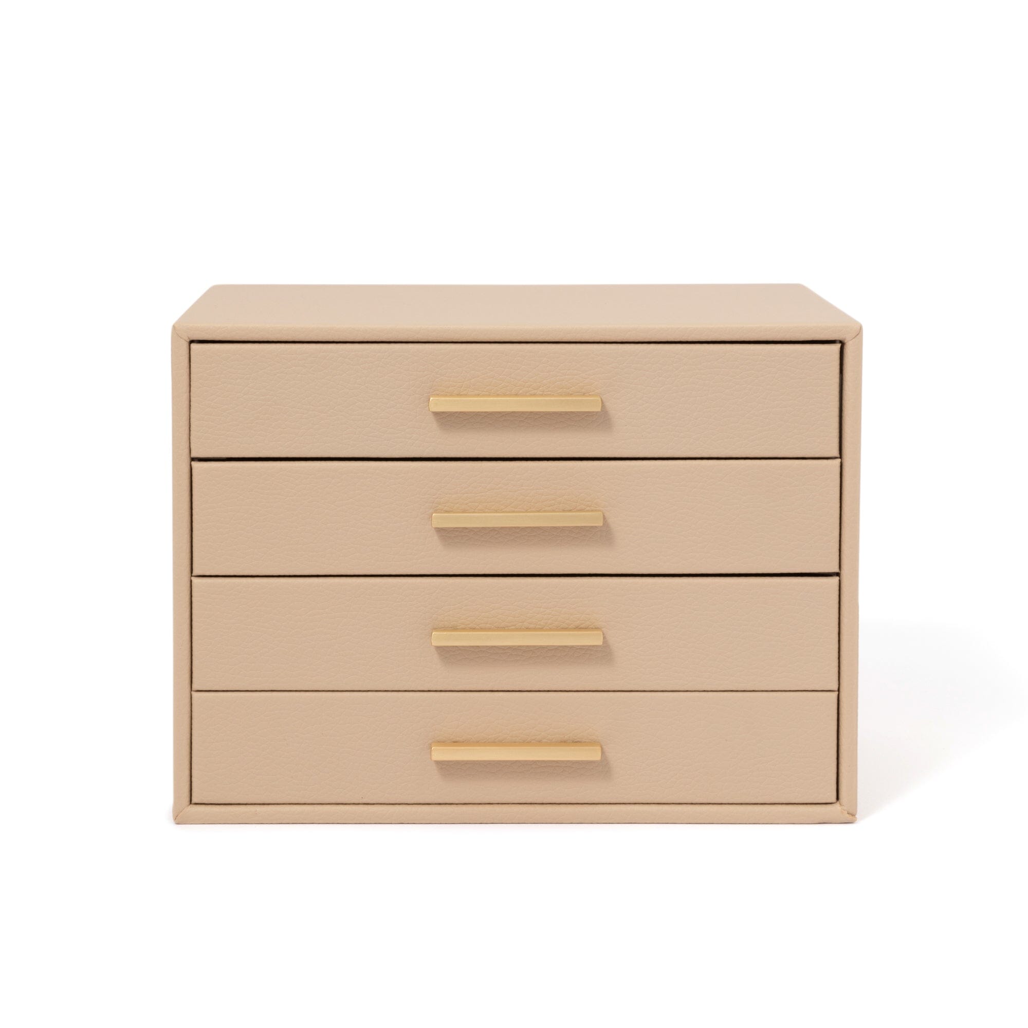 Elegant 4-Section Beige Jewelry Organizer Box for Necklaces, Rings & Earrings - Perfect for Bedroom Vanity, Travel & Gift Giving
