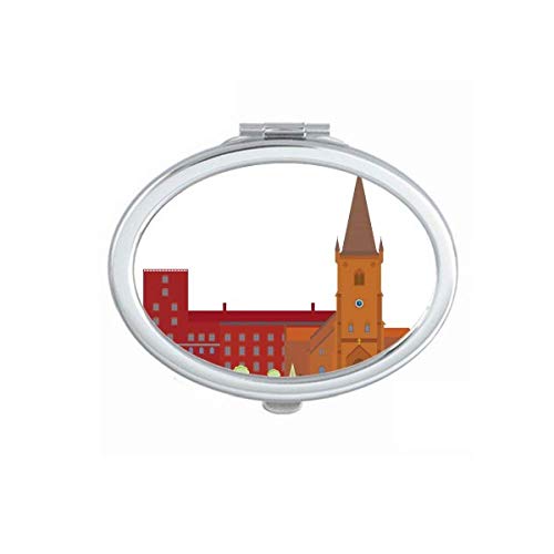 DIYthinker Danish Koling National Landmark Building Mirror - Portable Folding Double-Sided Makeup Mirror with Stand (Home, Travel & Vanity Use)