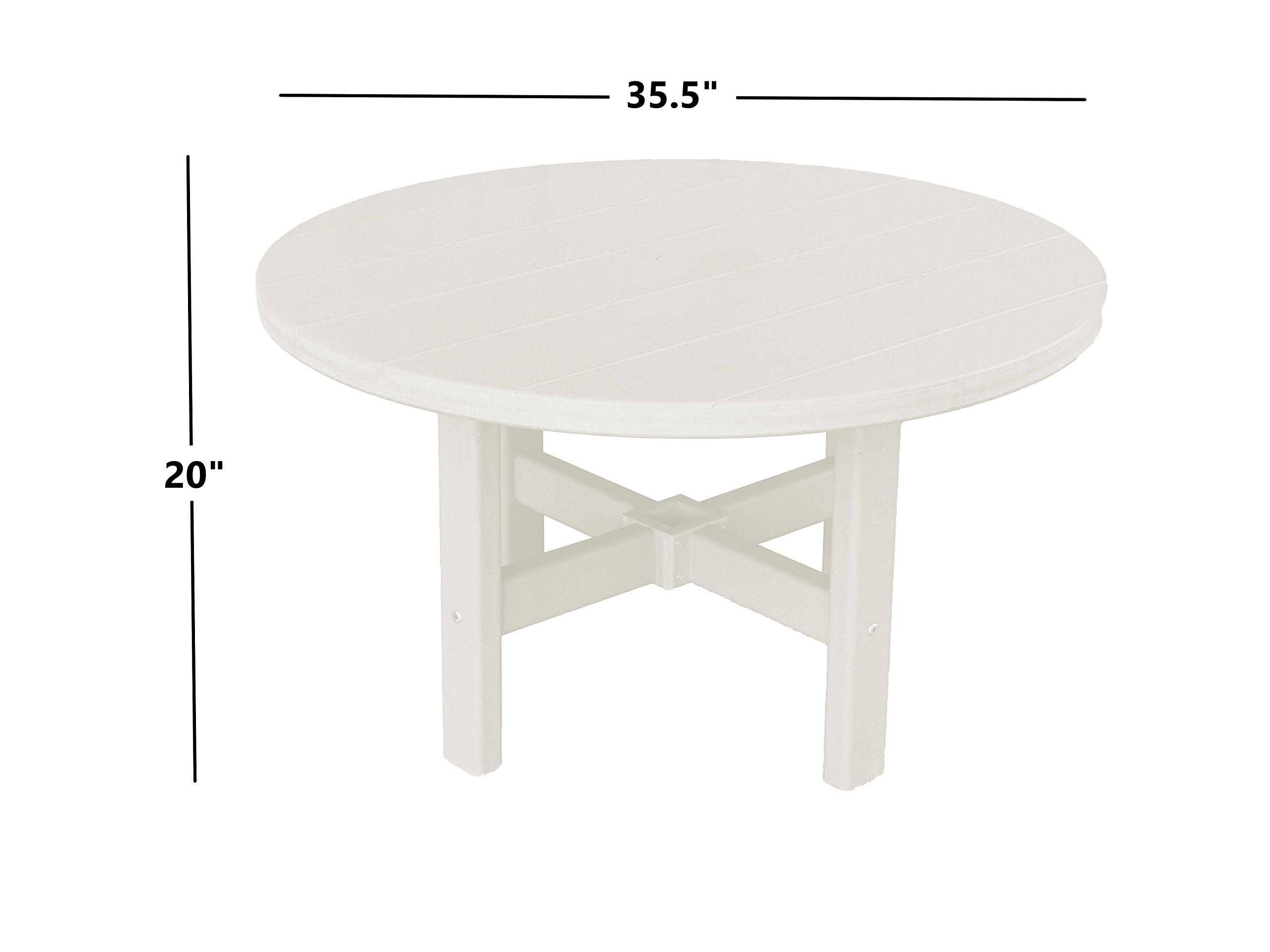 Phat Tommy Round Outdoor Coffee Table - Weatherproof Poly Resin Patio Furniture - Small All-Weather White Garden Table for Backyard, Poolside & Deck Use