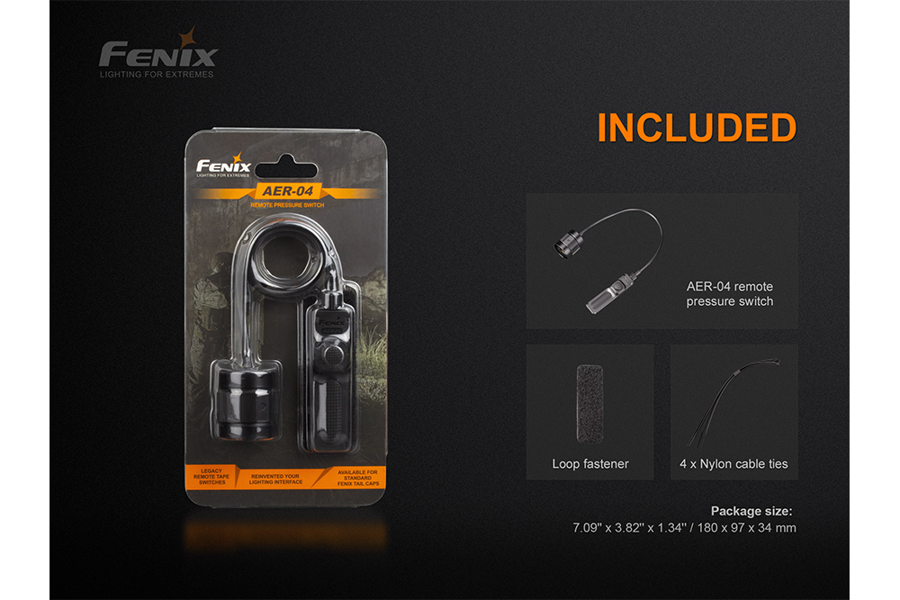 Fenix AER 04 Tactical Remote Switch for Flashlights - Waterproof & Durable Pressure Switch for Hunting, Camping & Outdoor Adventures