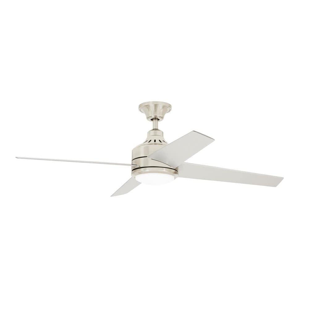 52 Inch Brushed Nickel LED Ceiling Fan with Remote Control - Energy Efficient Indoor Cooling for Living Room, Bedroom & Office