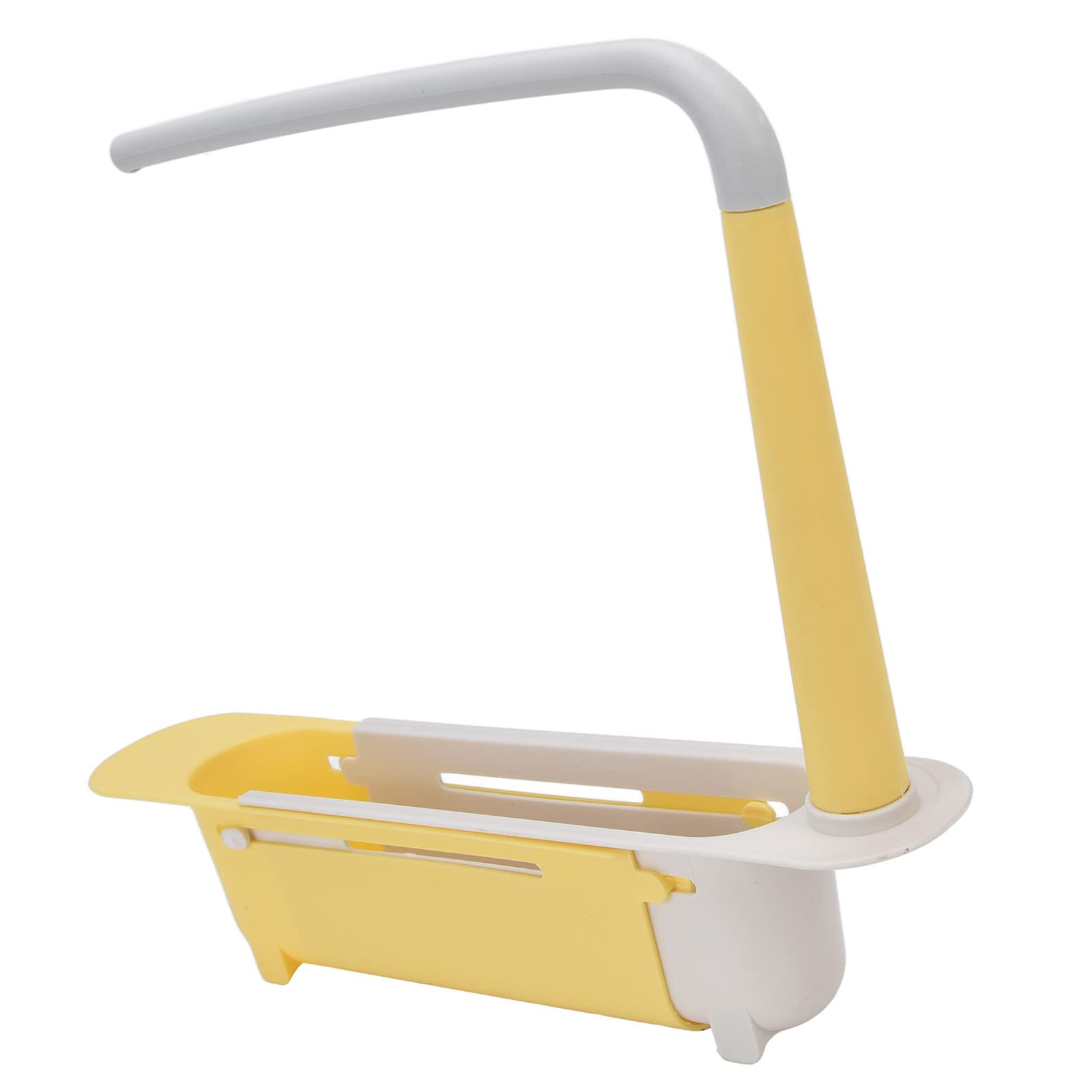 Aoutecen Expandable Sink Drainer Rack - Large Capacity Kitchen Sink Organizer with Ventilation Holes, Space-Saving Pull-Out Design, Durable PP Material for Dish Drying & Storage - Perfect for Small Kitchens & Apartments (Yellow)