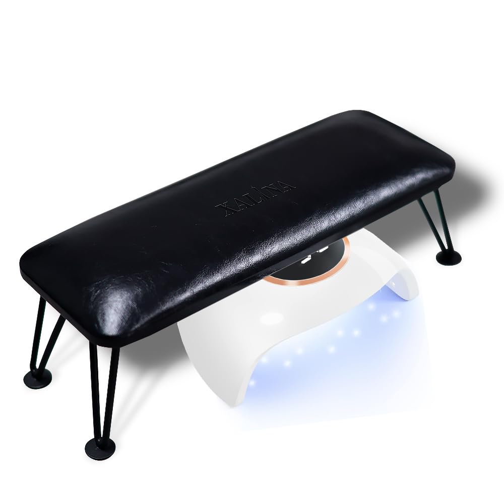 Ergonomic Detachable PU Leather Nail Arm Rest for Professional Manicurists - Black Hand Rest Stand for Salon & Home Manicure - Perfect for Gel Polish, Acrylic Nails & Nail Art Application