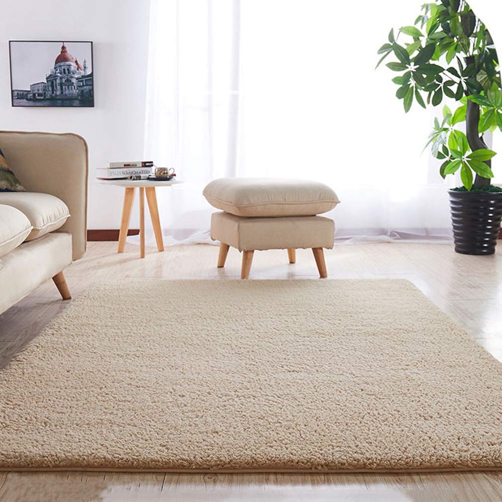 Premium Soft Shag Area Rug - 6.5'x6.5' Square Plush Carpet for Living Room, Bedroom & Nursery | Non-Slip Indoor/Outdoor Rug | Modern Home Decor in Camel Color | Perfect for Cozy Spaces, Play Areas & High-Traffic Zones