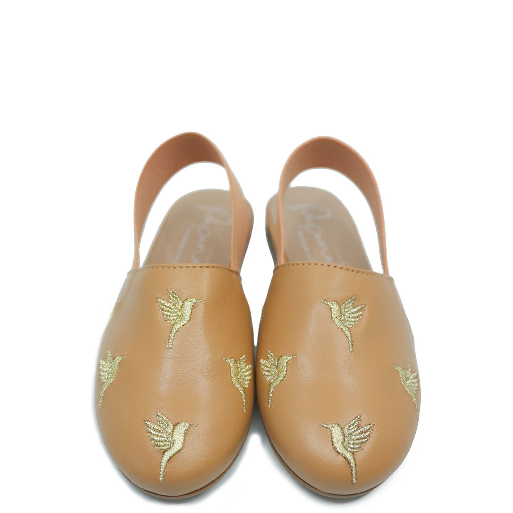 Papanatas Hummingbird Embroidered Slingback Shoes - Women's Floral Summer Sandals for Beach, Wedding & Casual Outfits