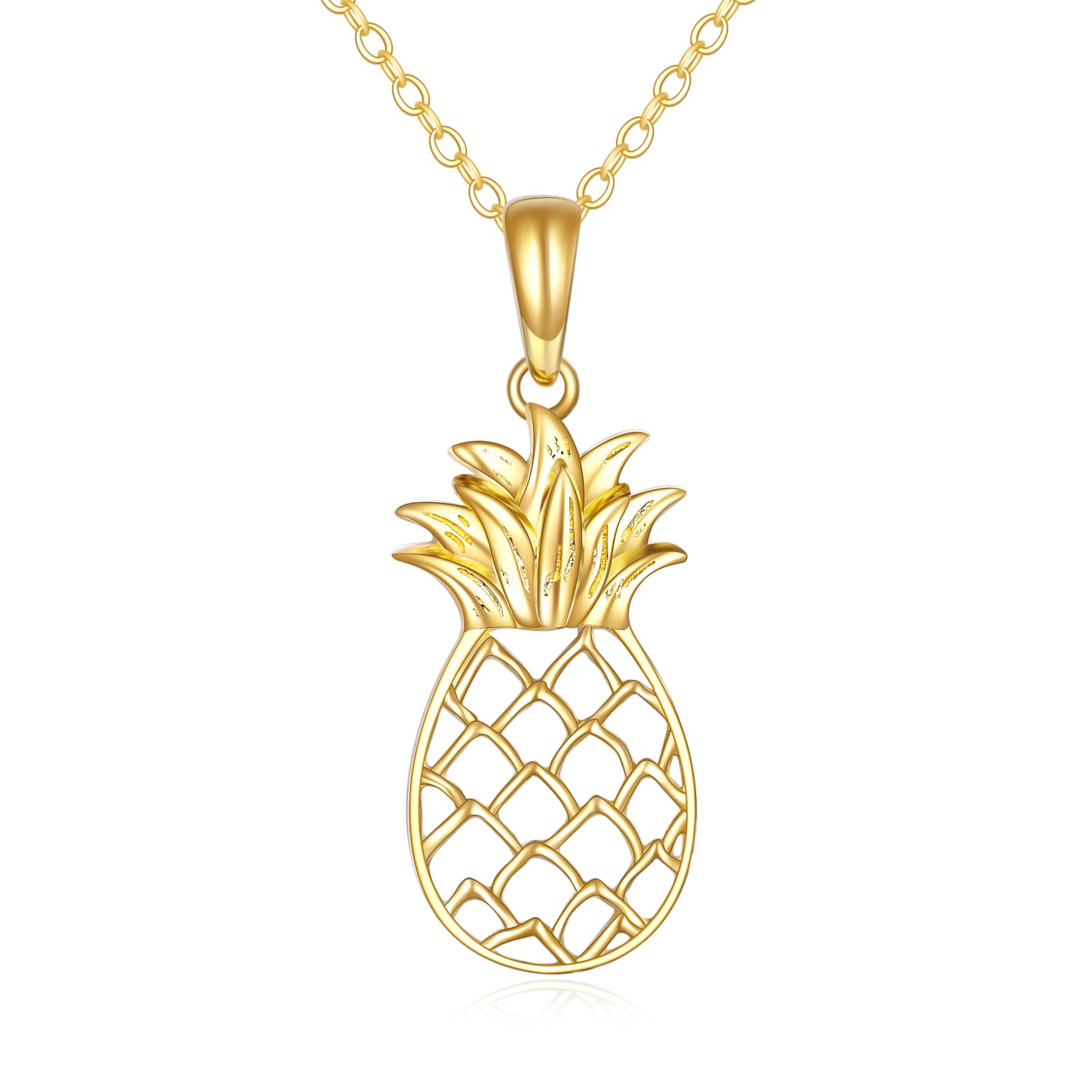 14K Solid Gold Pineapple Necklace for Women - Elegant Pineapple Pendant Jewelry for Mom, Birthday & Mother's Day Gifts | Perfect for Everyday Wear, Special Occasions & Layering