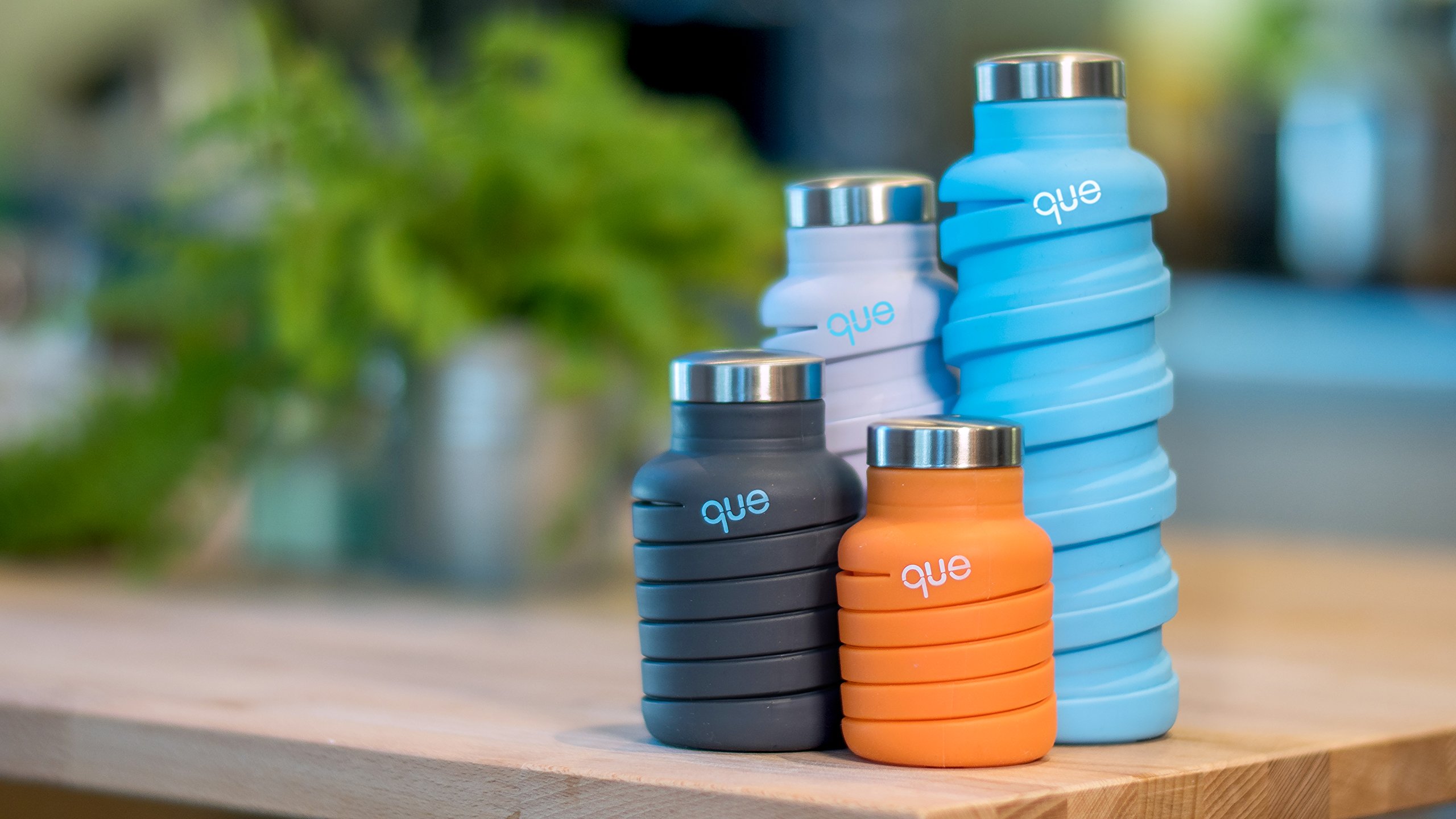 Que Bottle - Collapsible 12oz Reusable Water Bottle for Travel, Hiking & Gym | BPA-Free, Leak-Proof & Portable | Sunbeam Orange