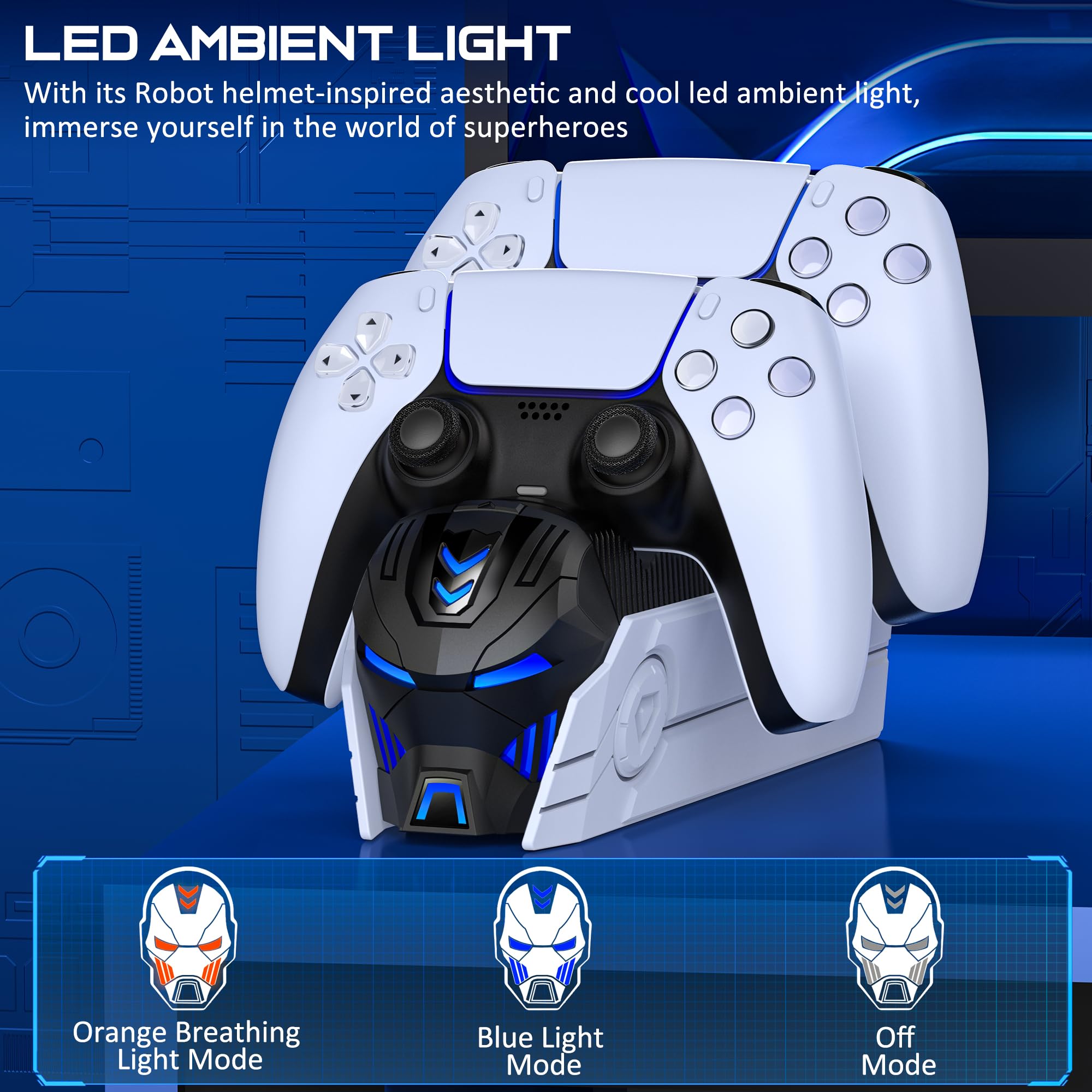 PS5 Controller Charger Station for DualSense & DualSense Edge - Fast Charging Dock with LED Indicators | Compatible with PlayStation 5 Controllers & Faceplates | Perfect for Gaming Setup & Multi-Controller Charging