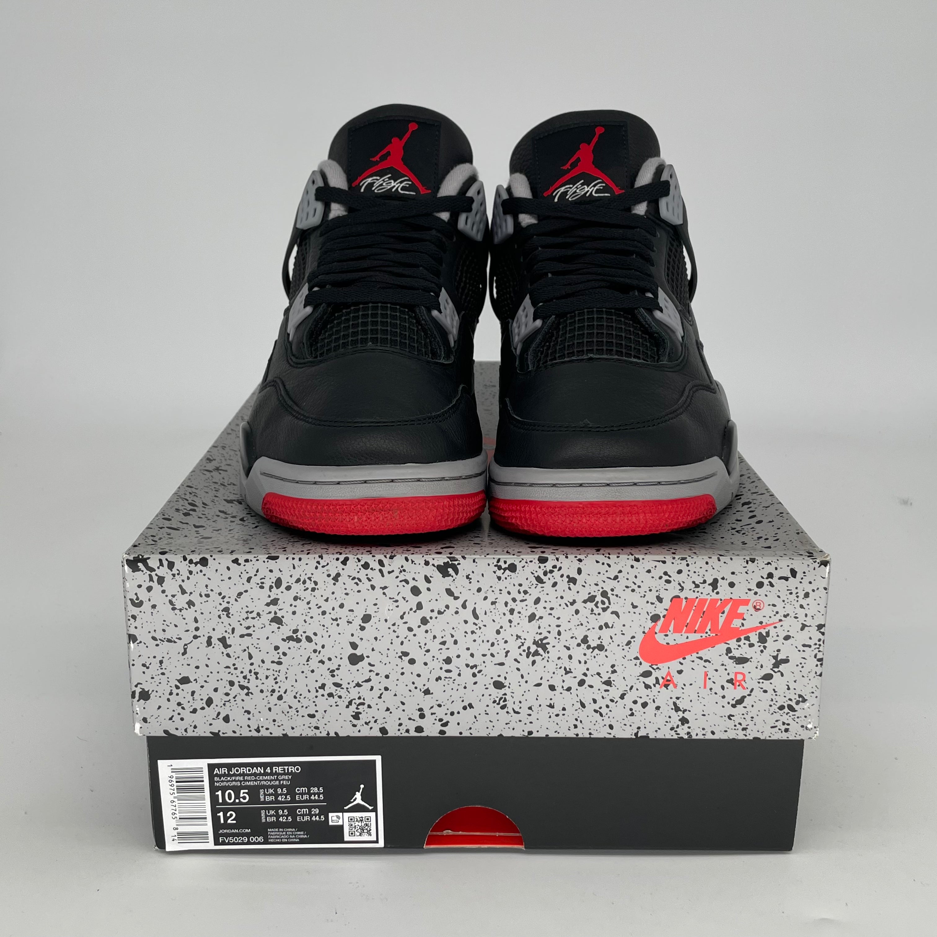 Original Air Jordan 4 Bred Reimagined Men's Basketball Shoes - Size 10.5 / Women's 12W (FV5029-006) | Retro Sneakers for Streetwear, Gym & Casual Outfits