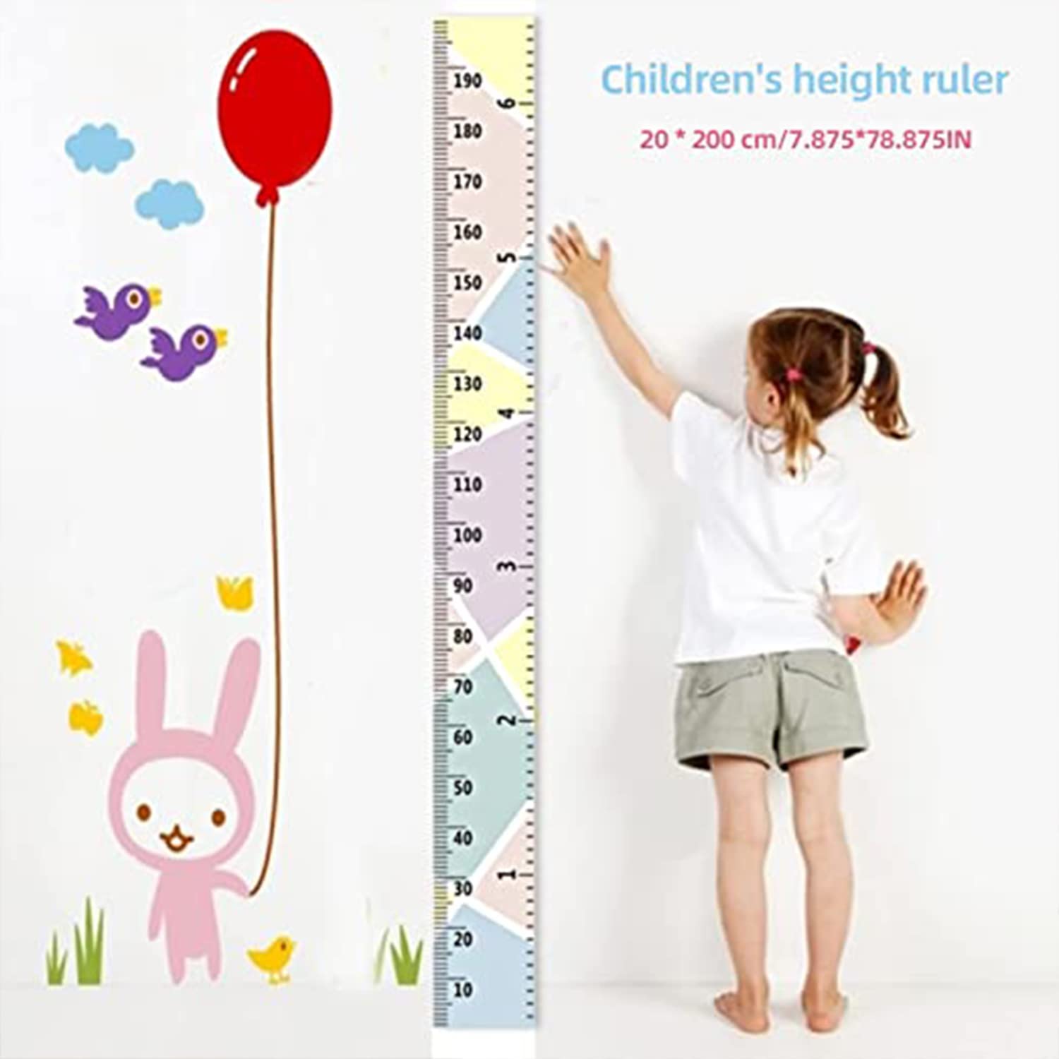 Portable Kids Growth Chart Wall Hanging - 79 Inch Removable Height Measure Ruler for Boys & Girls from Baby to Adult | Nursery Decor, Child's Room Decoration (Pink) | Perfect for Tracking Milestones, Birthday Gifts & Home Organization