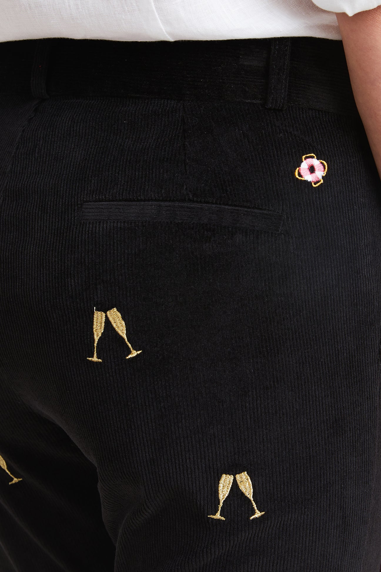 Beachcomber Corduroy Ankle Capri Pants for Women - Black with Champagne Toast - Comfortable & Stylish Casual Wear for Beach Outings & Summer Vacations