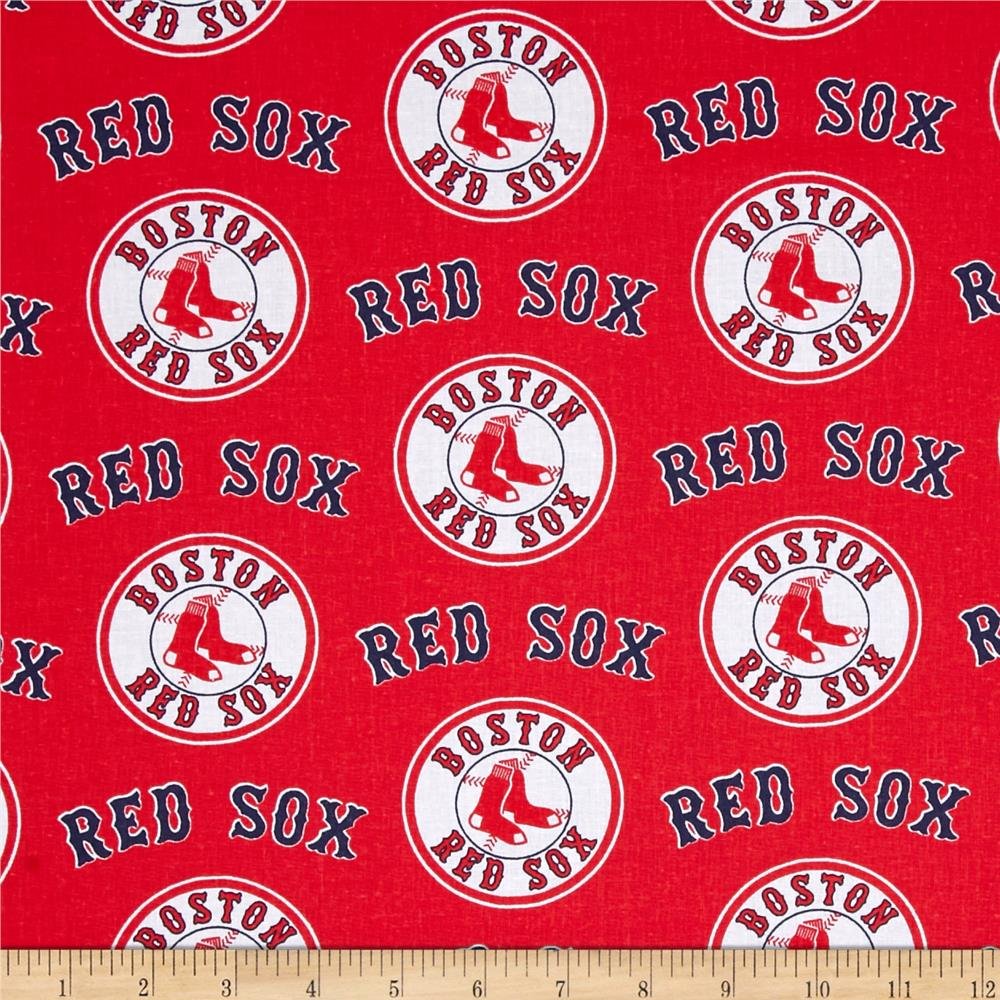 MLB Cotton Broadcloth Fabric by the Yard - Boston Red Sox Red & Blue Team Colors - Perfect for DIY Baseball Jerseys, Quilting & Sports-Themed Crafts