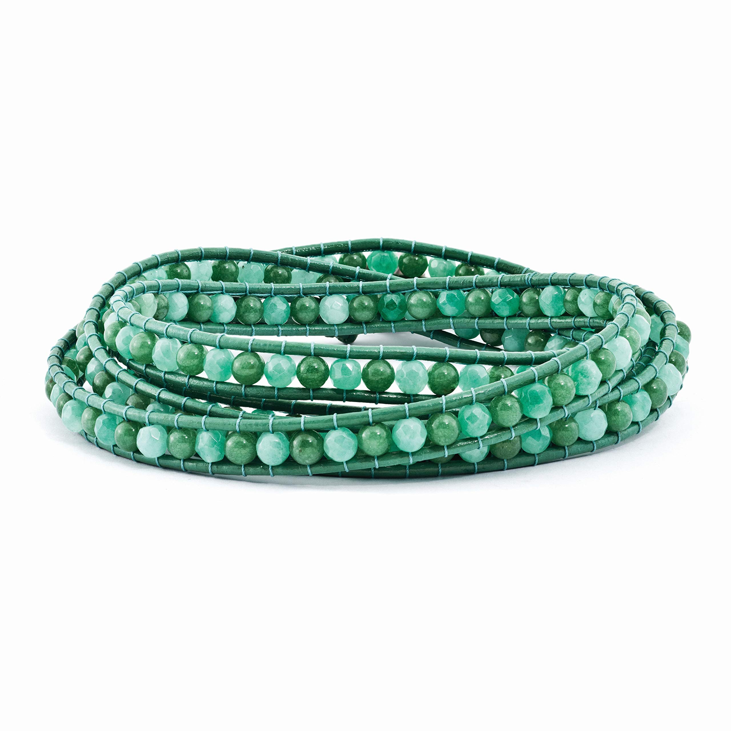 Green Aventurine & Cultured Pearl Leather Wrap Bracelet - Elegant Adjustable Wrap Bracelet for Women, Perfect for Yoga, Meditation & Boho Fashion