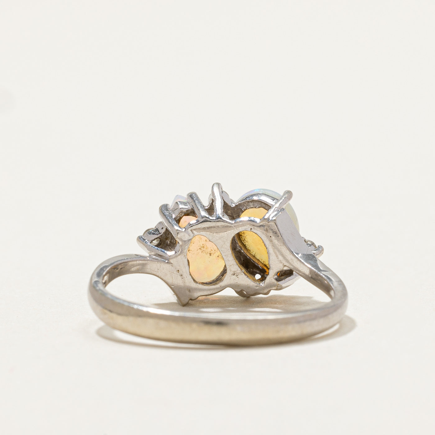 Toi et Moi Pear Opal & Diamond Ring | 0.80ctw Opal & 0.08ctw Diamond | Size 7 | Elegant Engagement, Wedding, Anniversary Gift for Her | Perfect for Romantic Proposals & Special Occasions