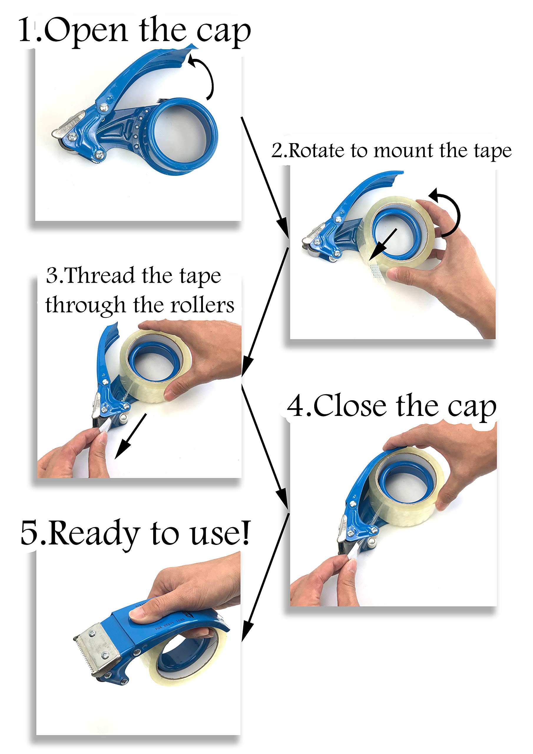 2 Inch Metal Handheld Tape Gun Dispenser - Heavy Duty Packing, Packaging & Sealing Tool with Built-in Cutter (Yellow) - Perfect for Shipping Boxes, Moving & Warehouse Use